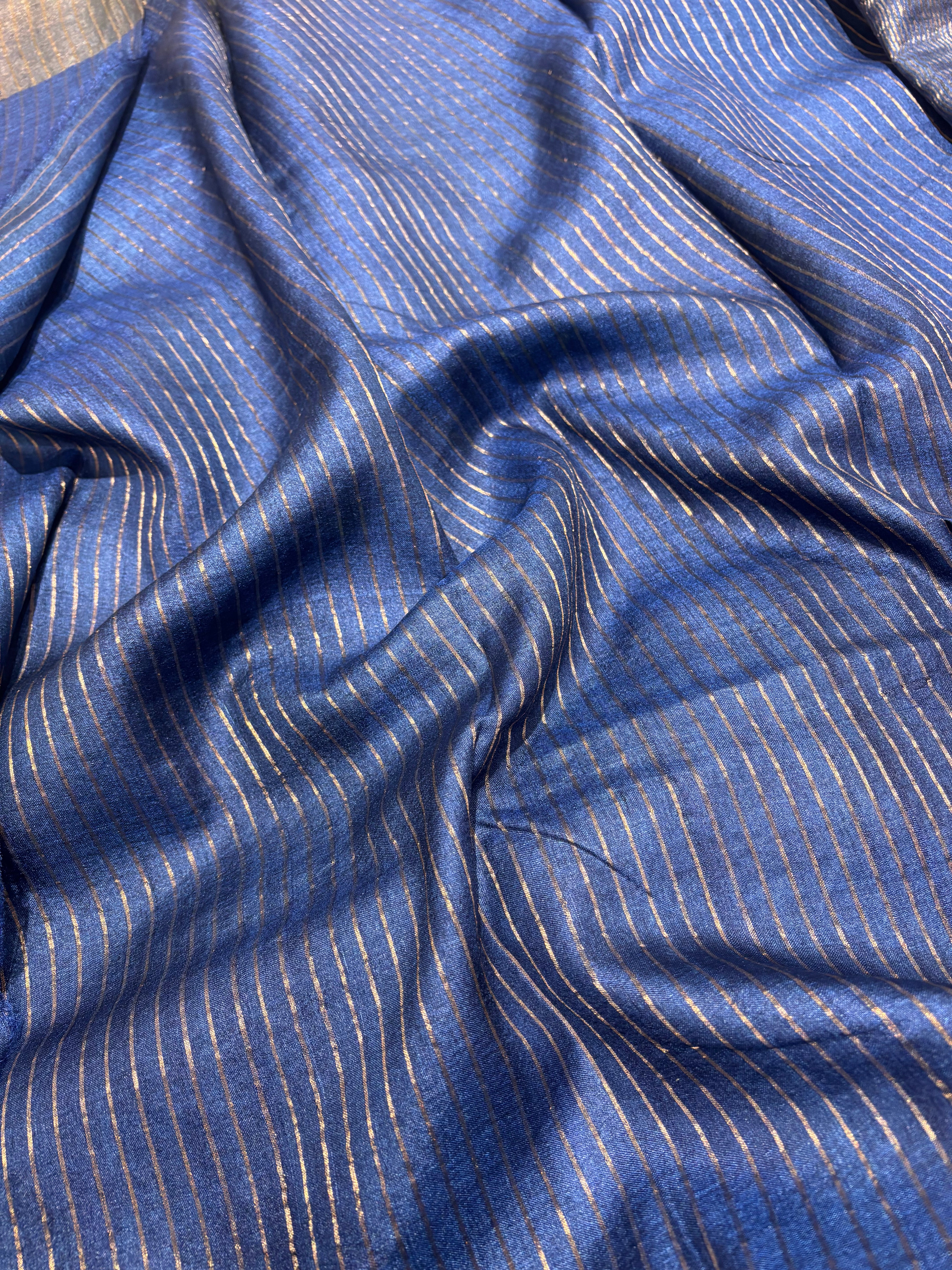 Navy blue Tussar saree