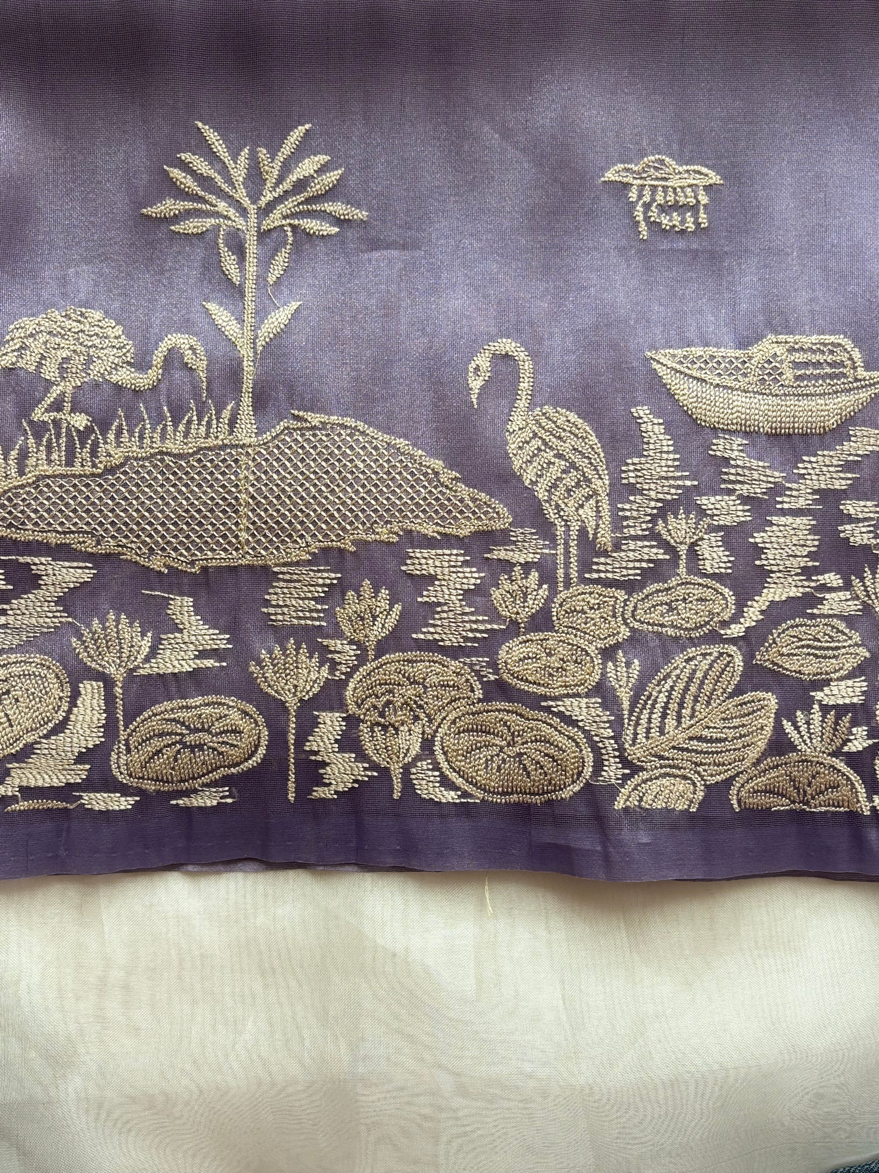 Lavender mist semi tissue saree