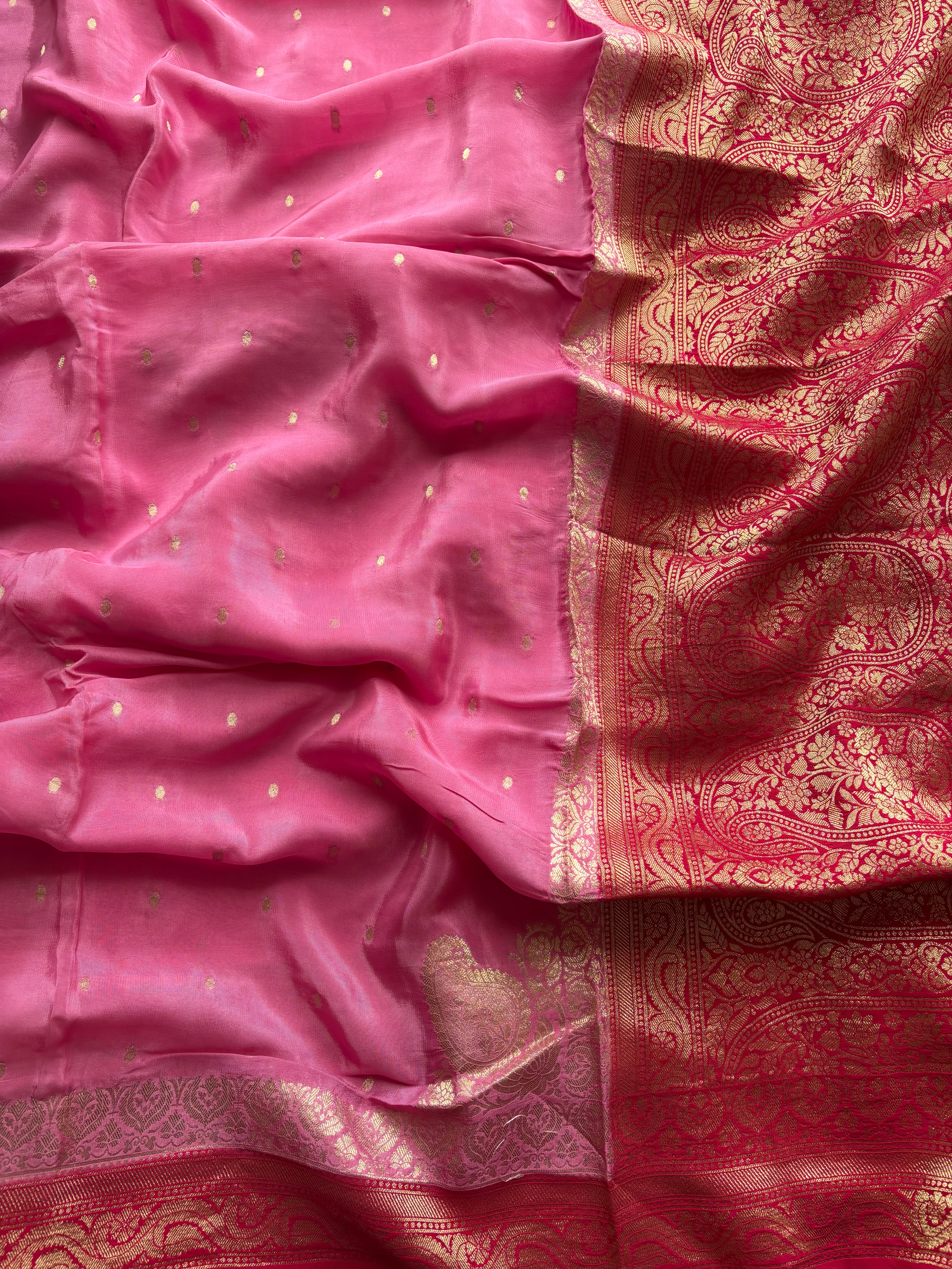 Rose pink viscose silk blend saree