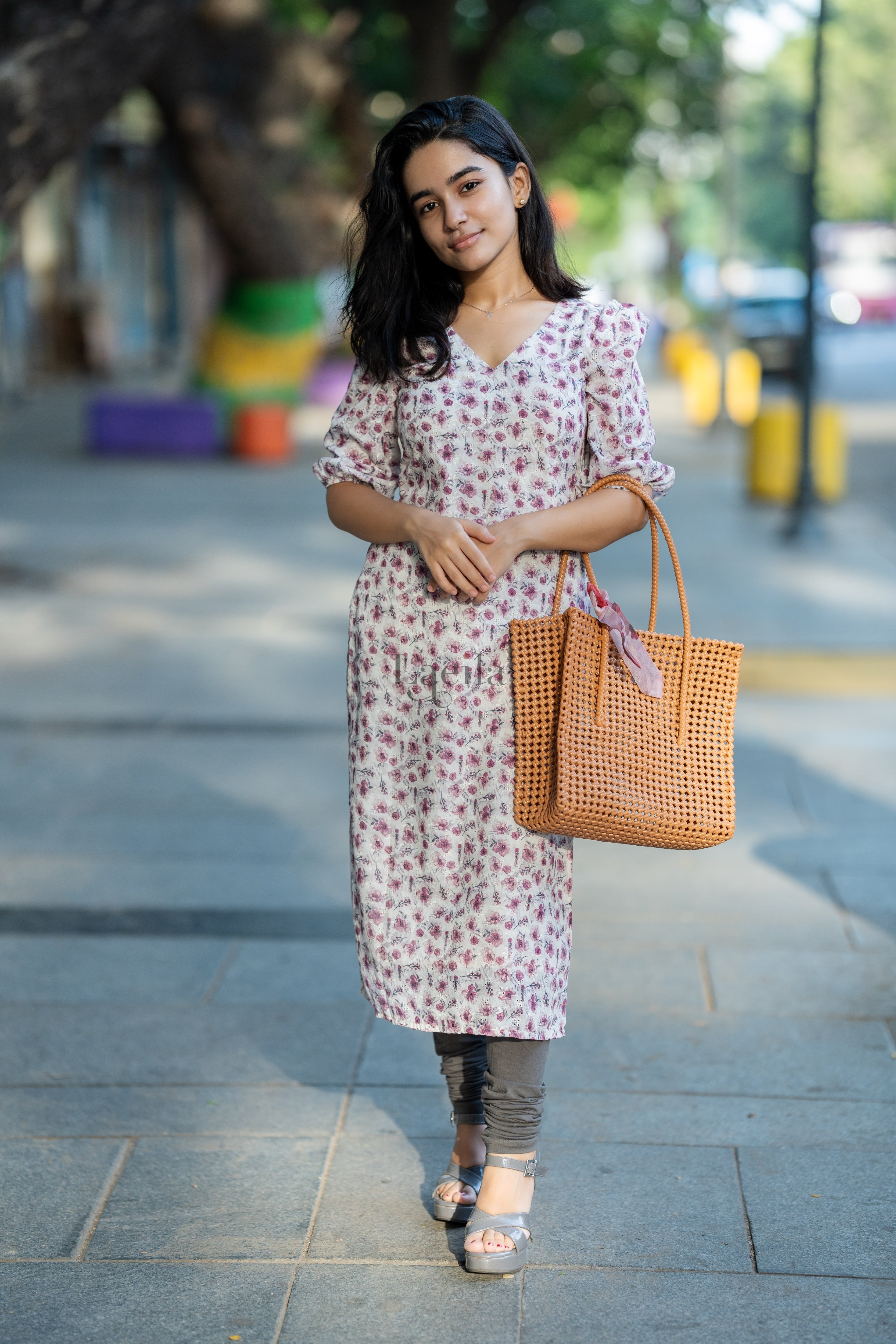 Pure cotton white Floral hakoba Top