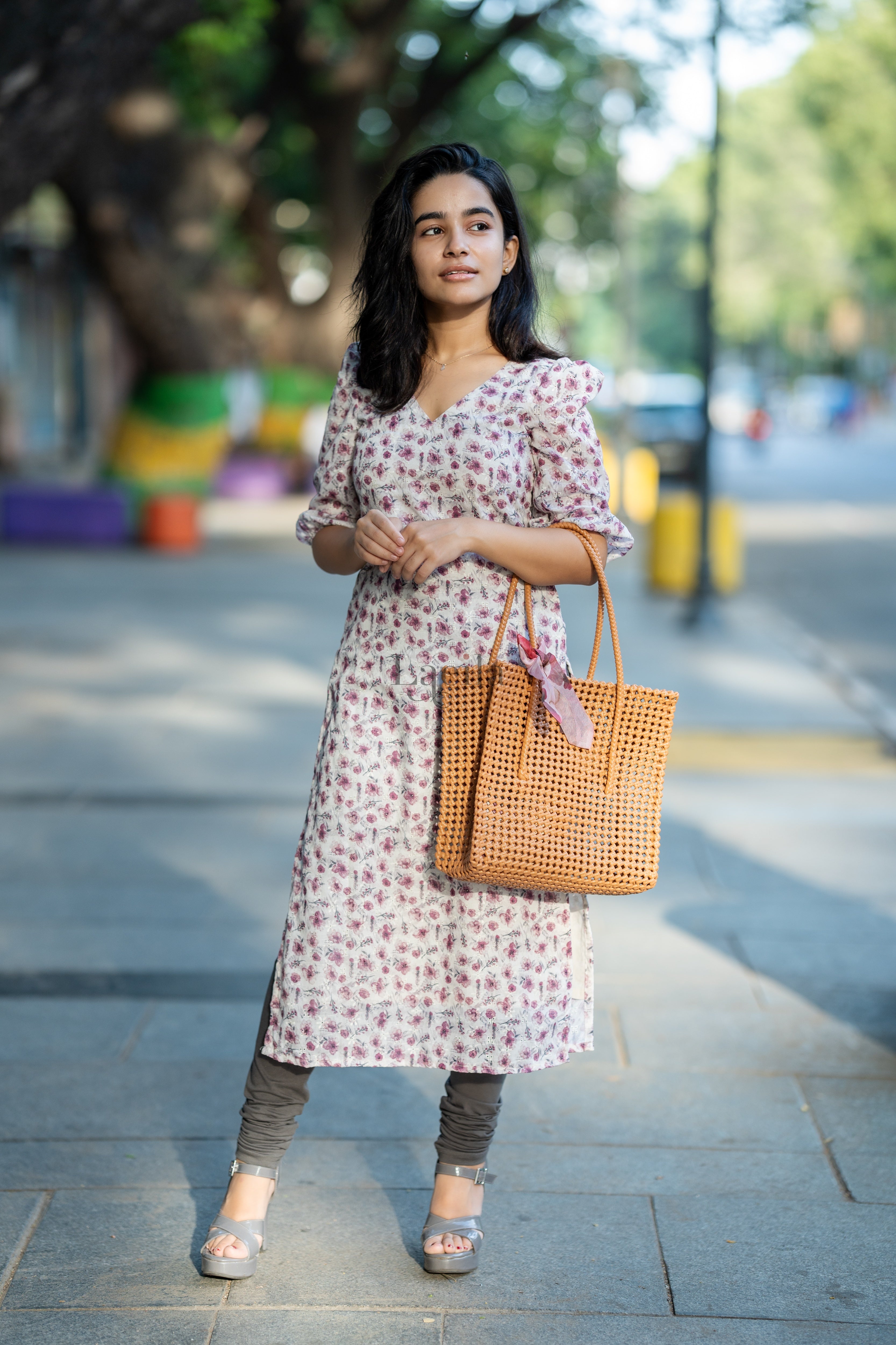 Pure cotton white Floral hakoba Top