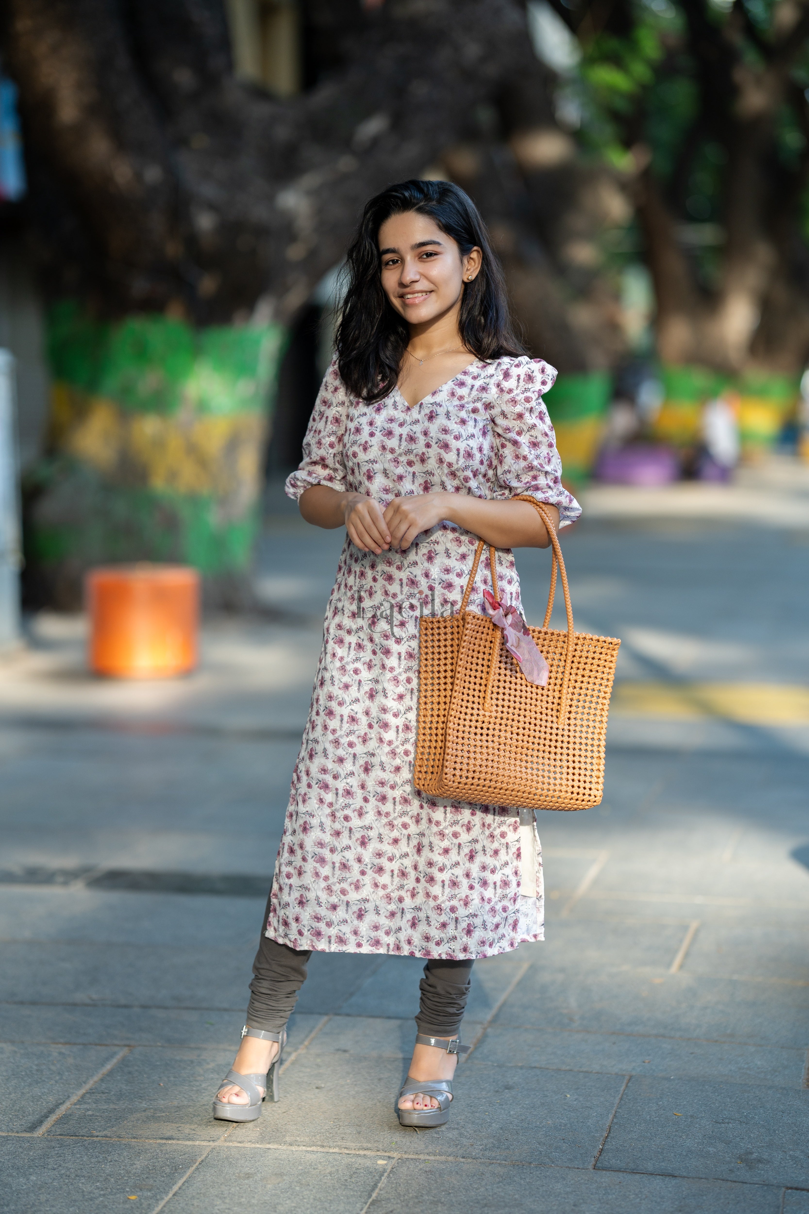 Pure cotton white Floral hakoba Top