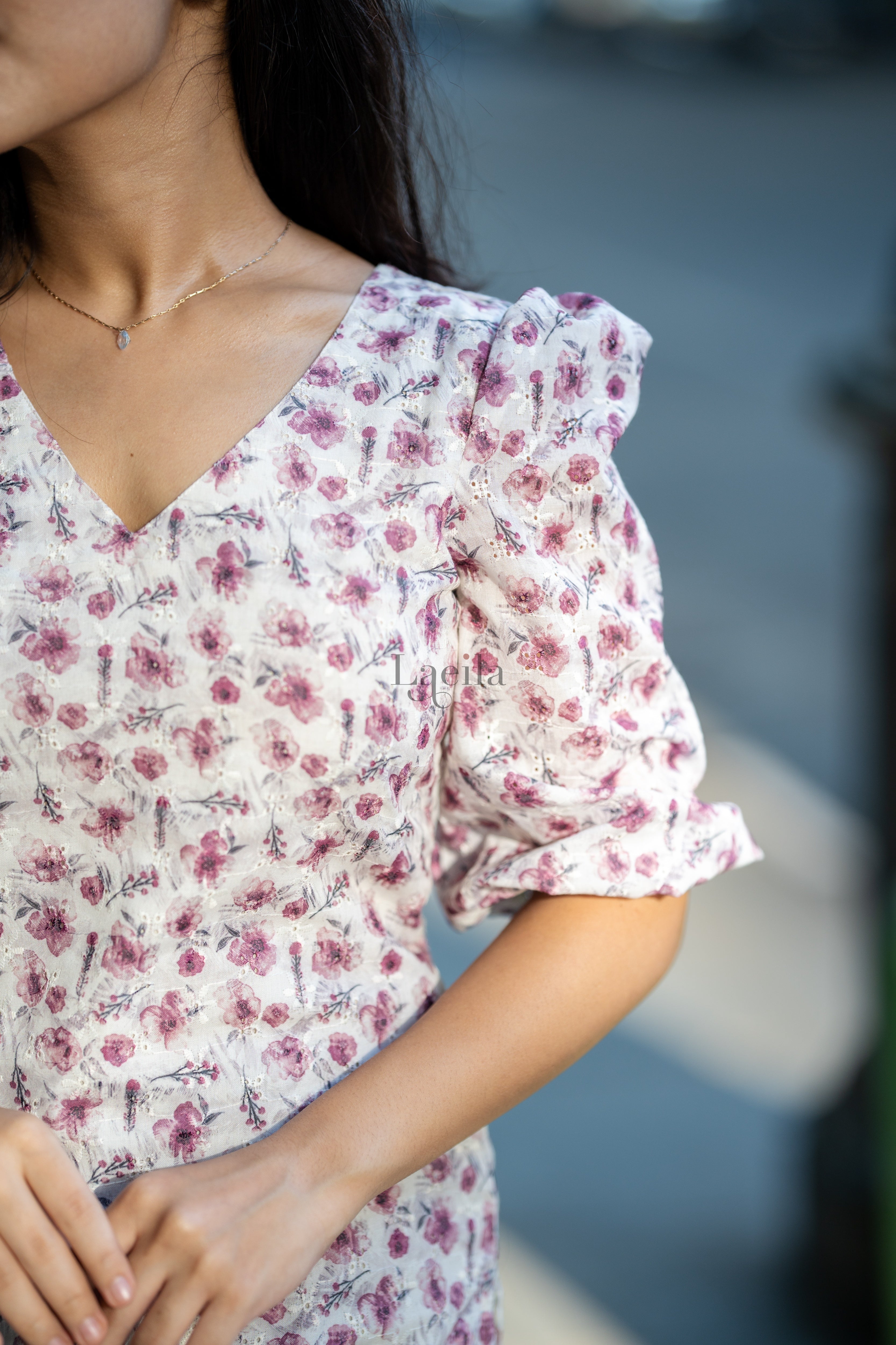 Pure cotton white Floral hakoba Top