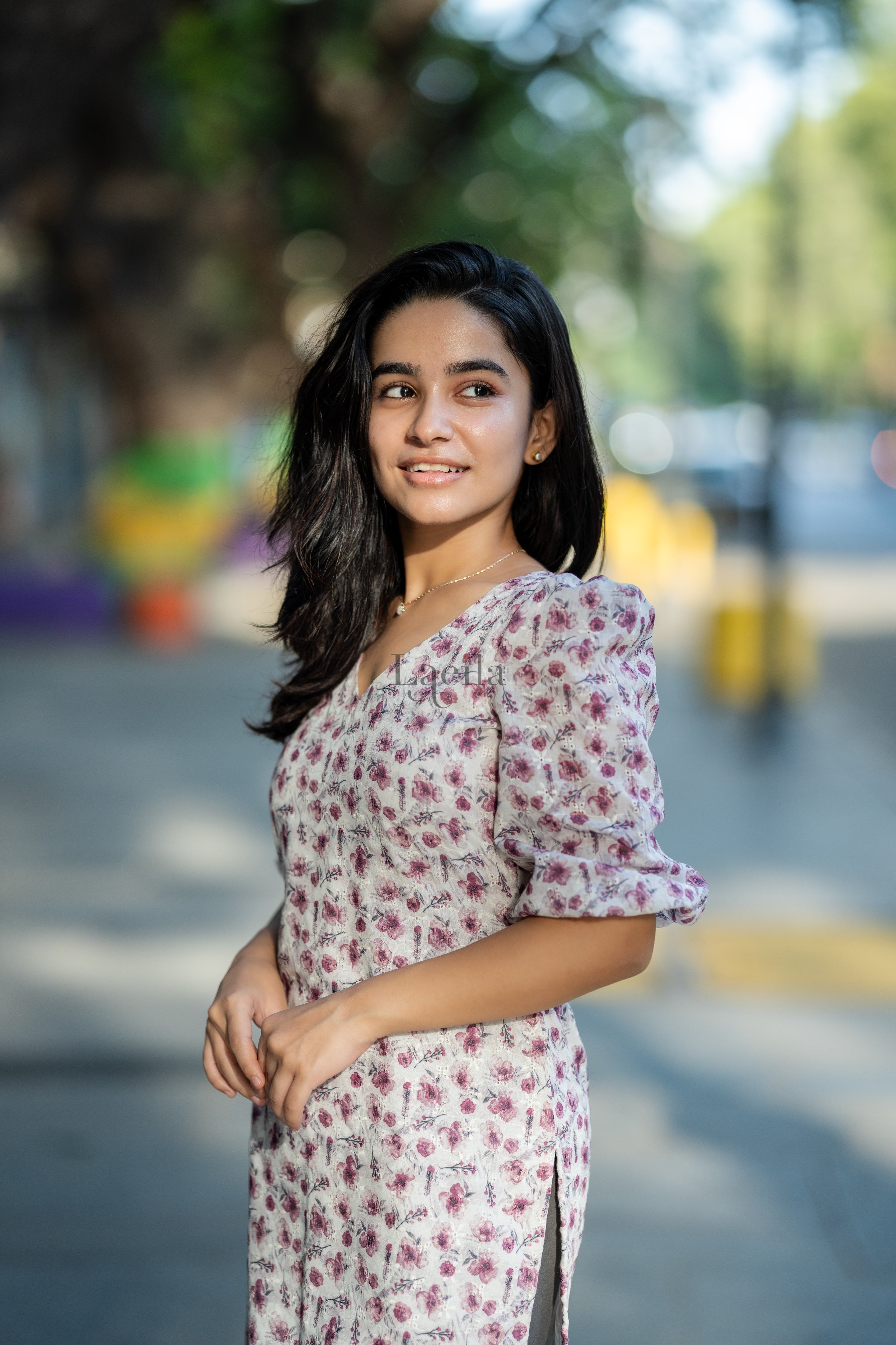 Pure cotton white Floral hakoba Top