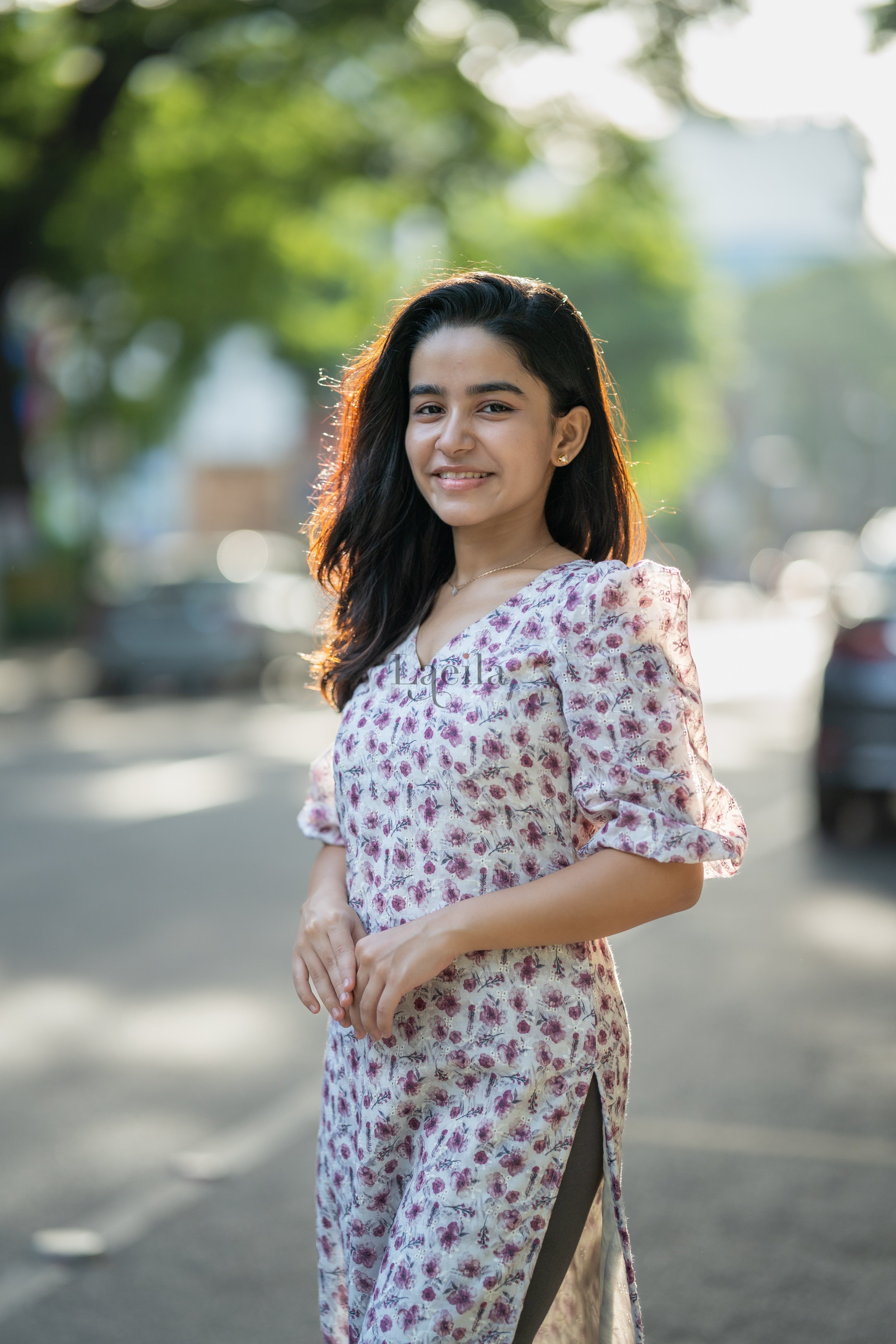 Pure cotton white Floral hakoba Top