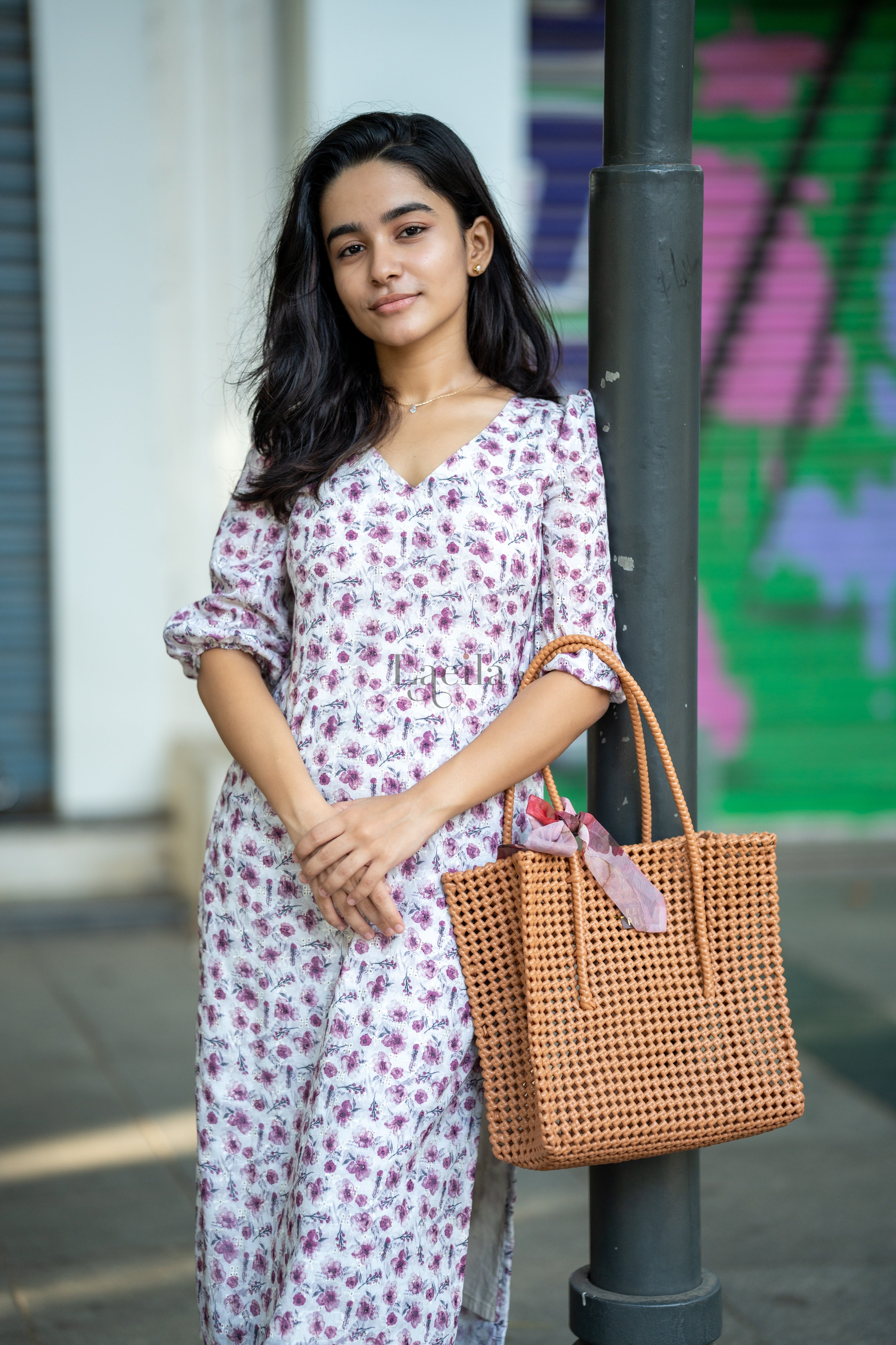Pure cotton white Floral hakoba Top