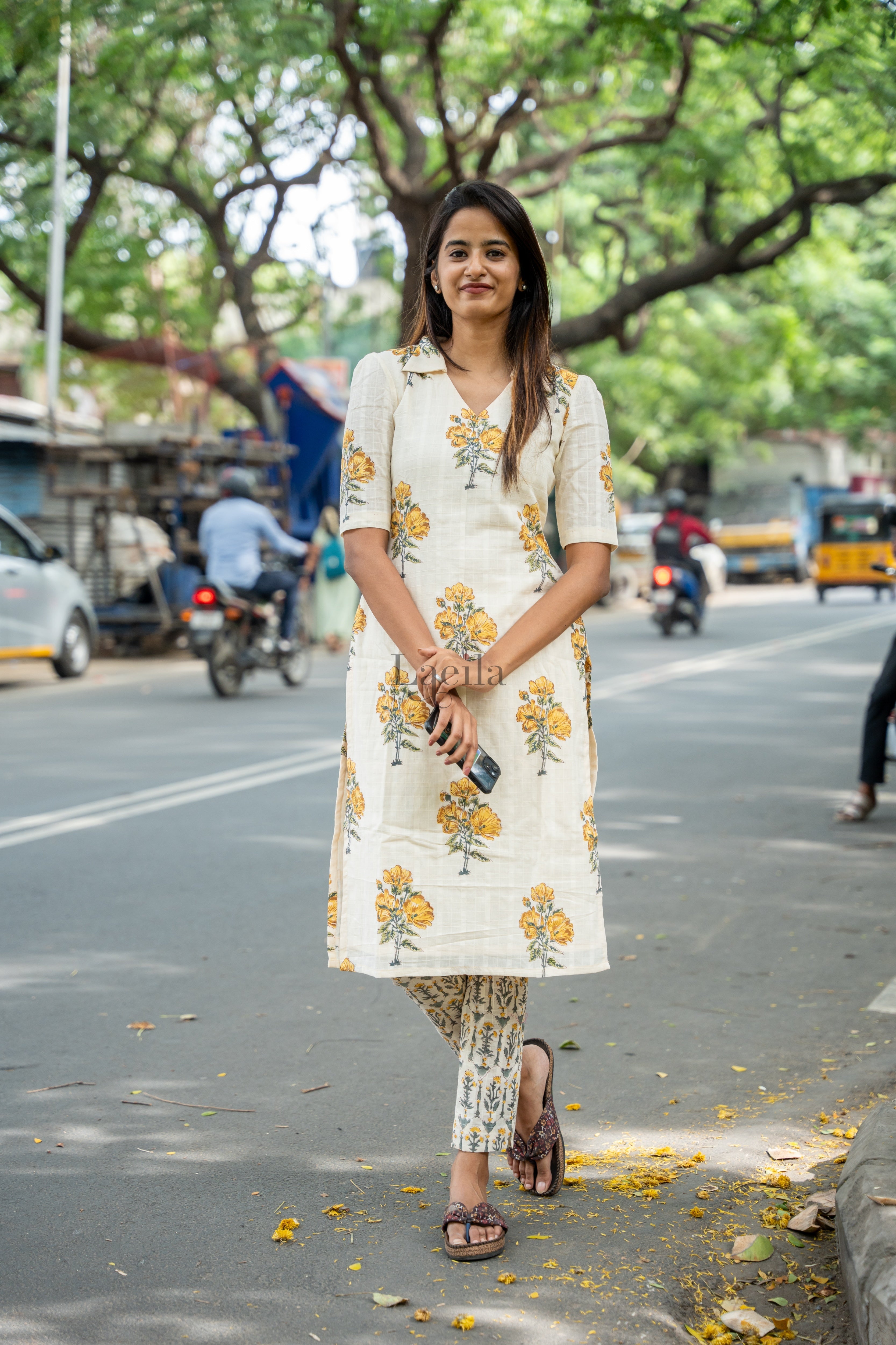 White With Yellow Flower Cotton Set