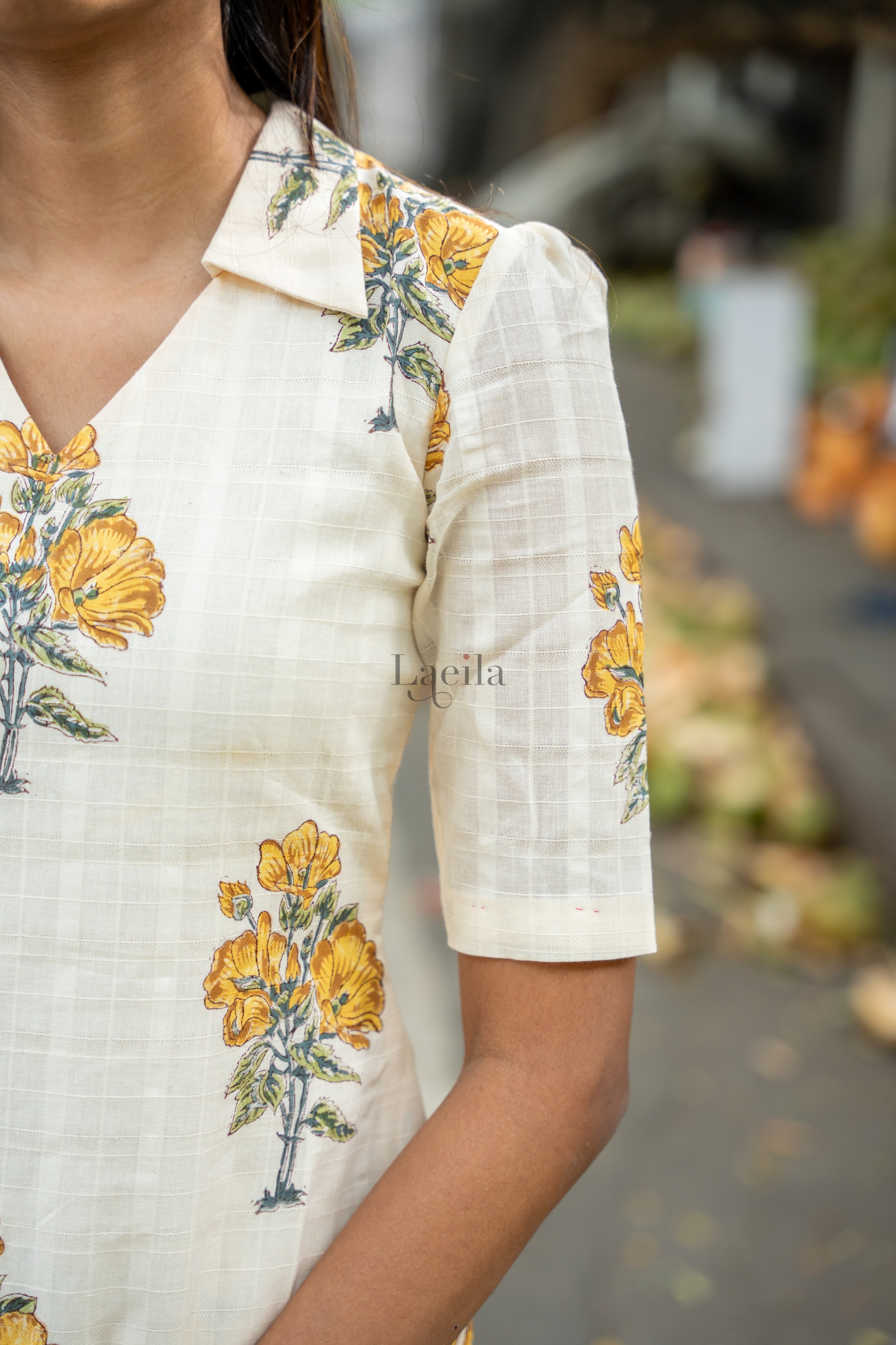 White With Yellow Flower Cotton Set