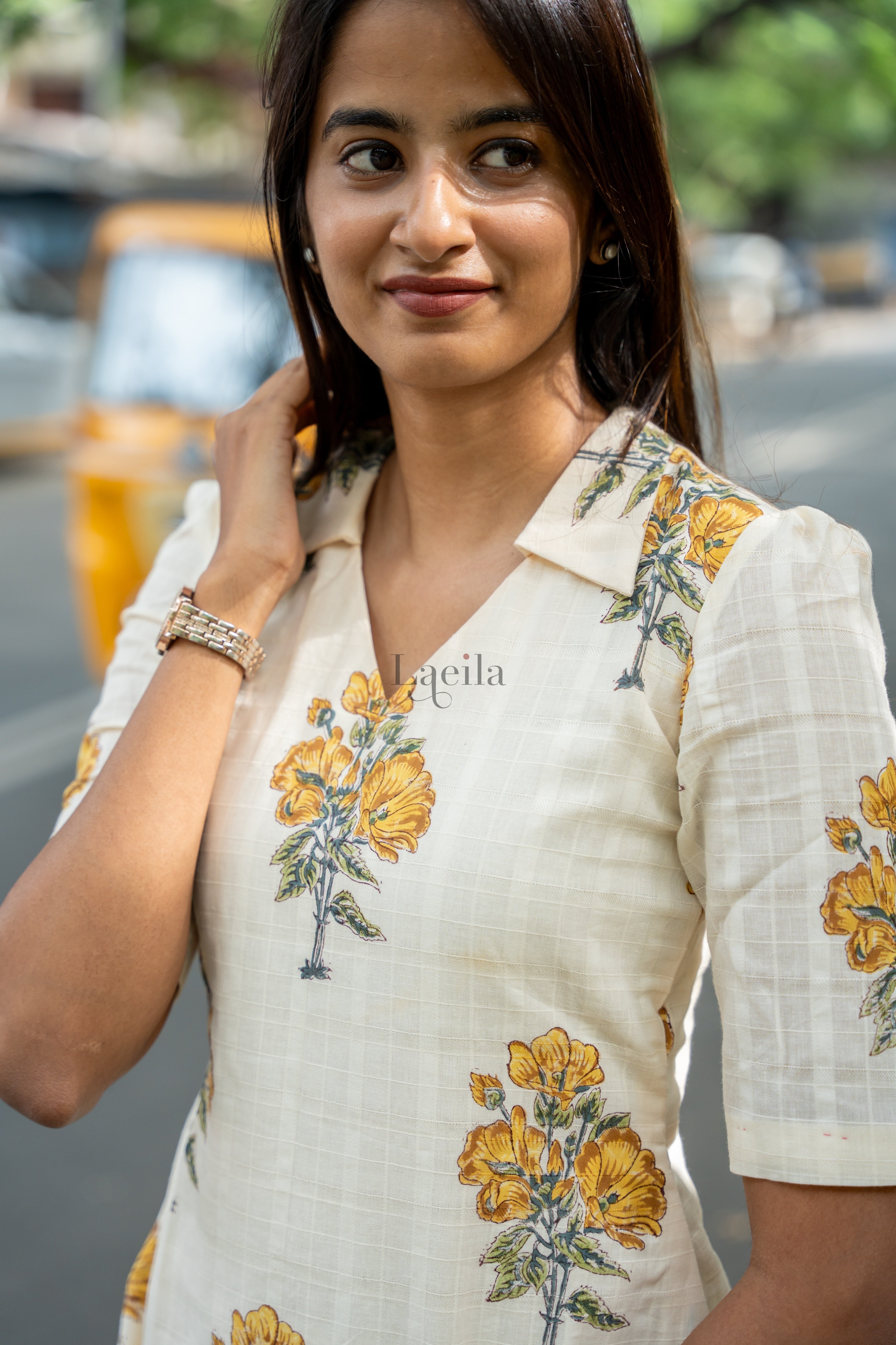 White With Yellow Flower Cotton Set