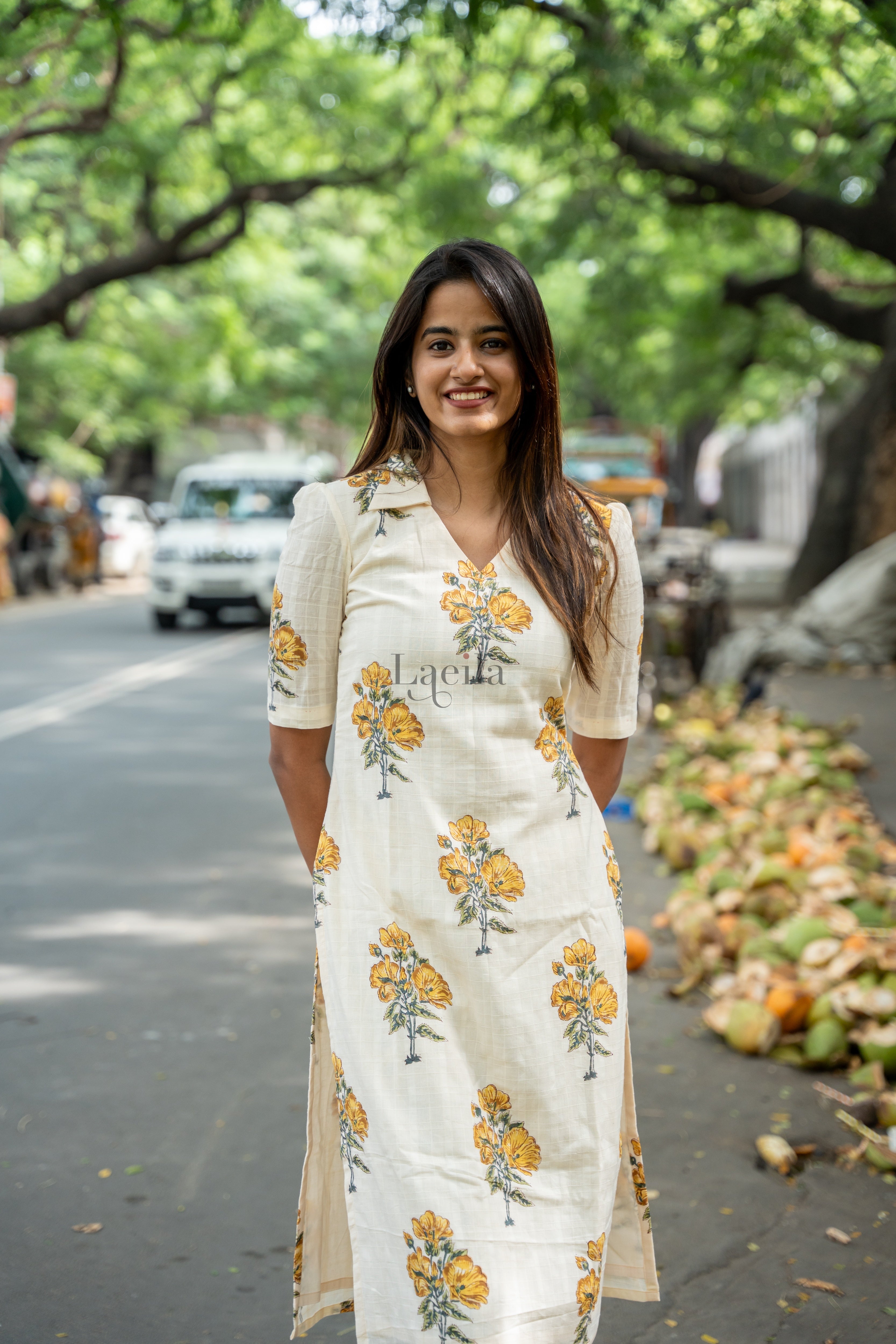 White With Yellow Flower Cotton Set