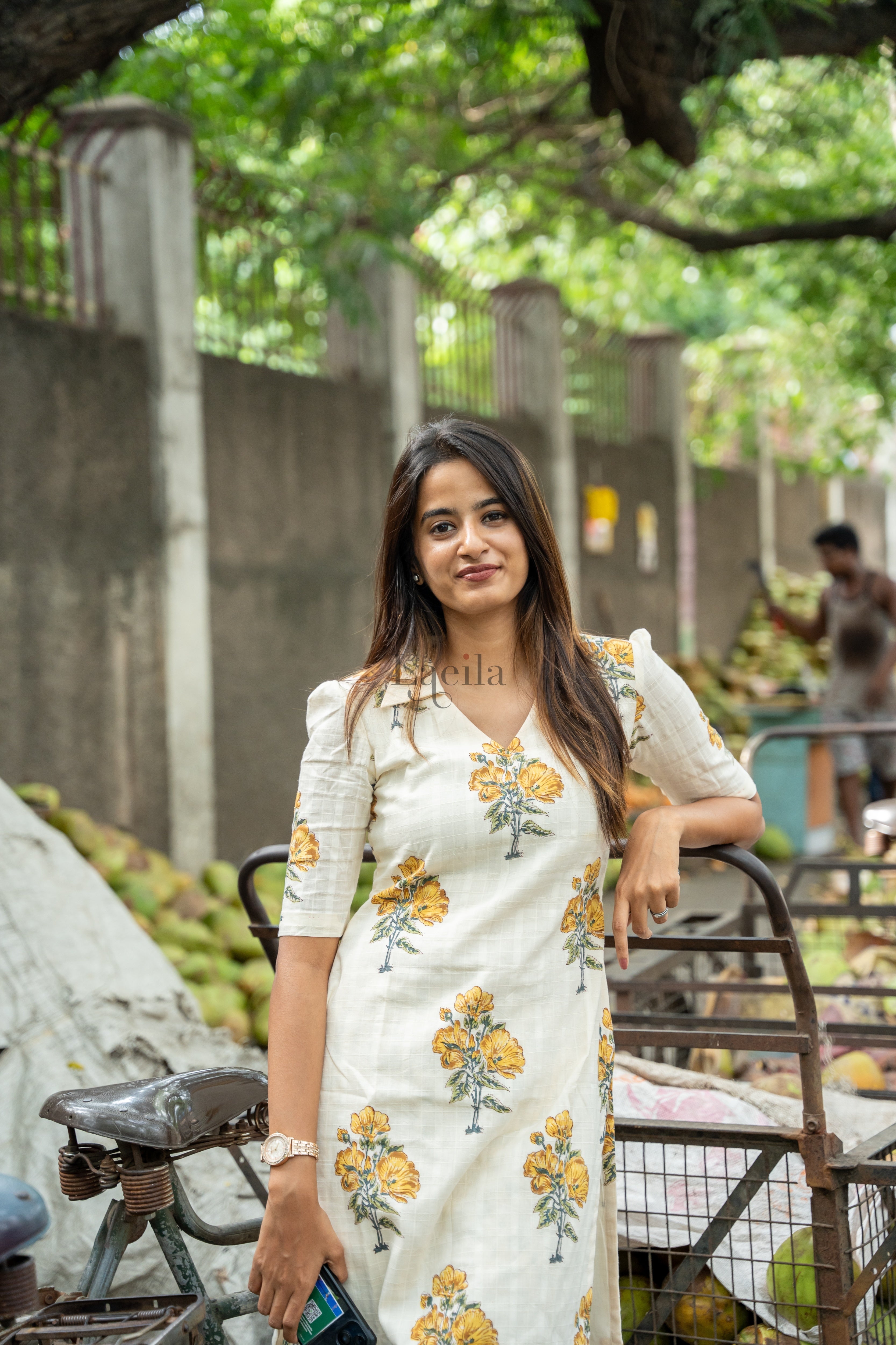 White With Yellow Flower Cotton Set