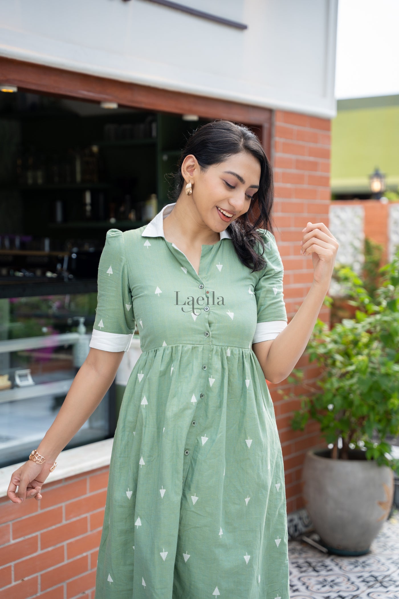 kanchi cotton dress NEELAM A pure kanchi cotton dress with dupion silk yoke!Embrace the timeless elegance of this cotton dress with a striking blue border! Perfect for any occasion, its breathable fabric ensures comfort,
