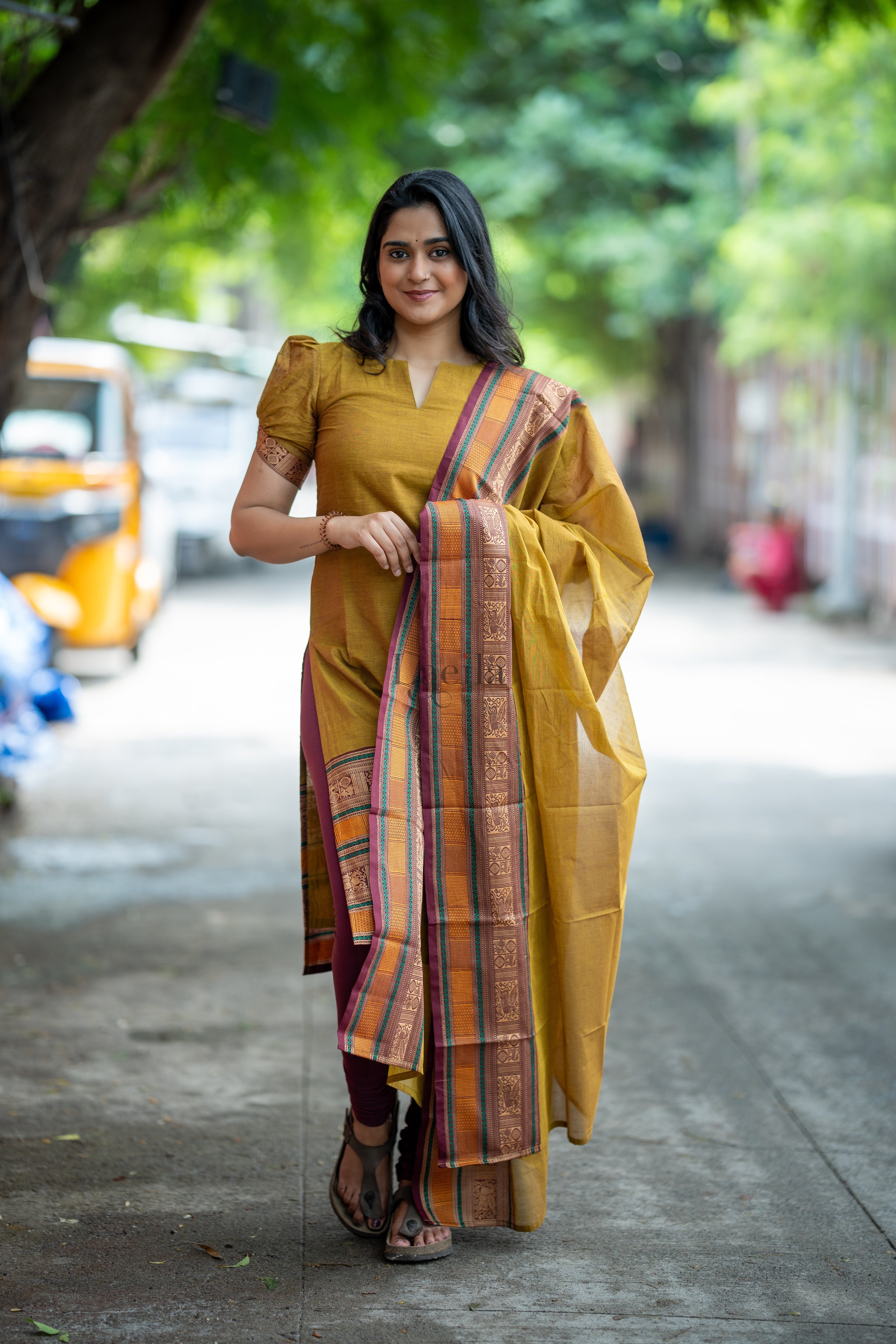 Meenakshi - Pure honey kanchi cotton top and duppata