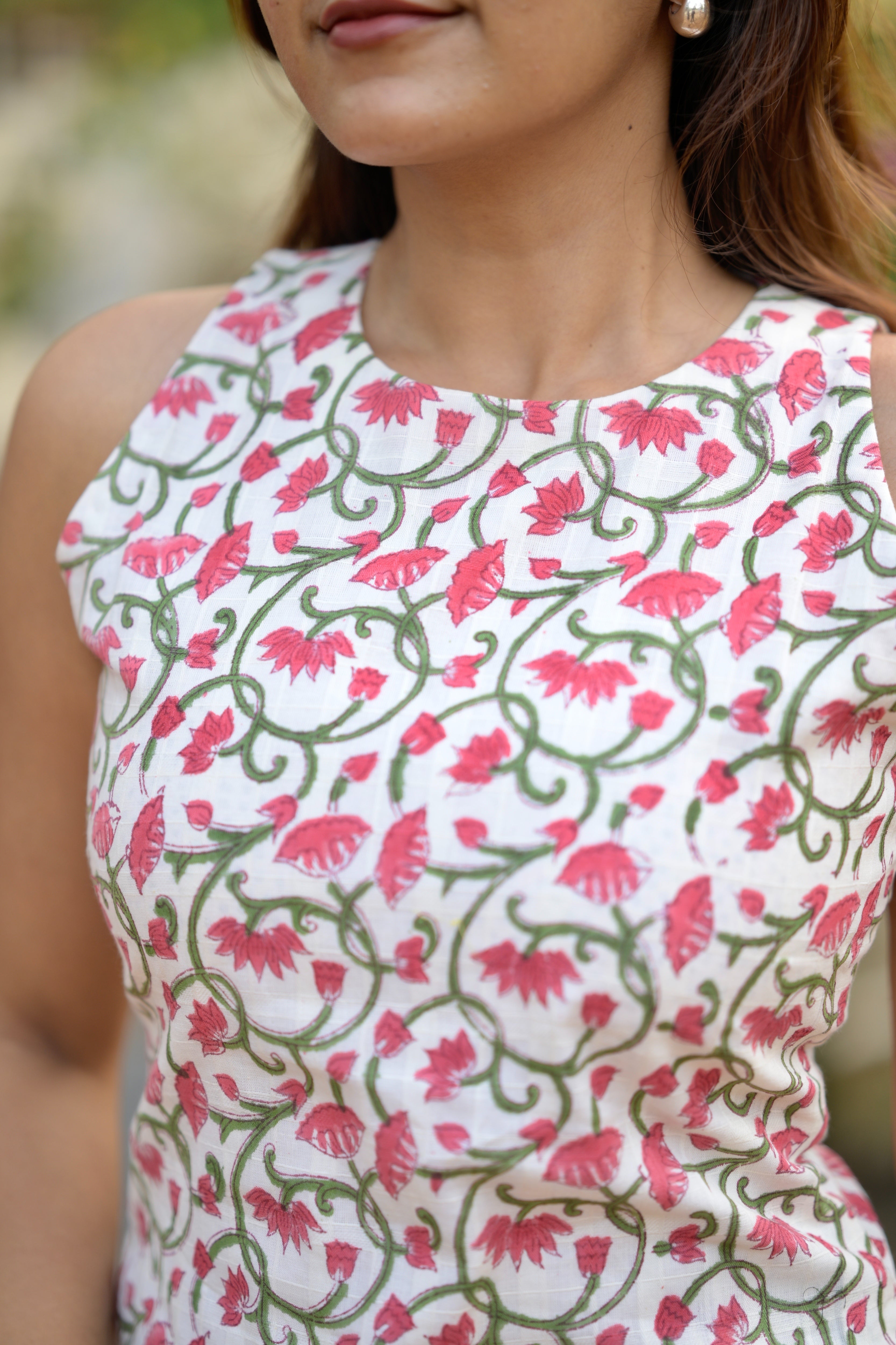 White lotus cotton short kurta
