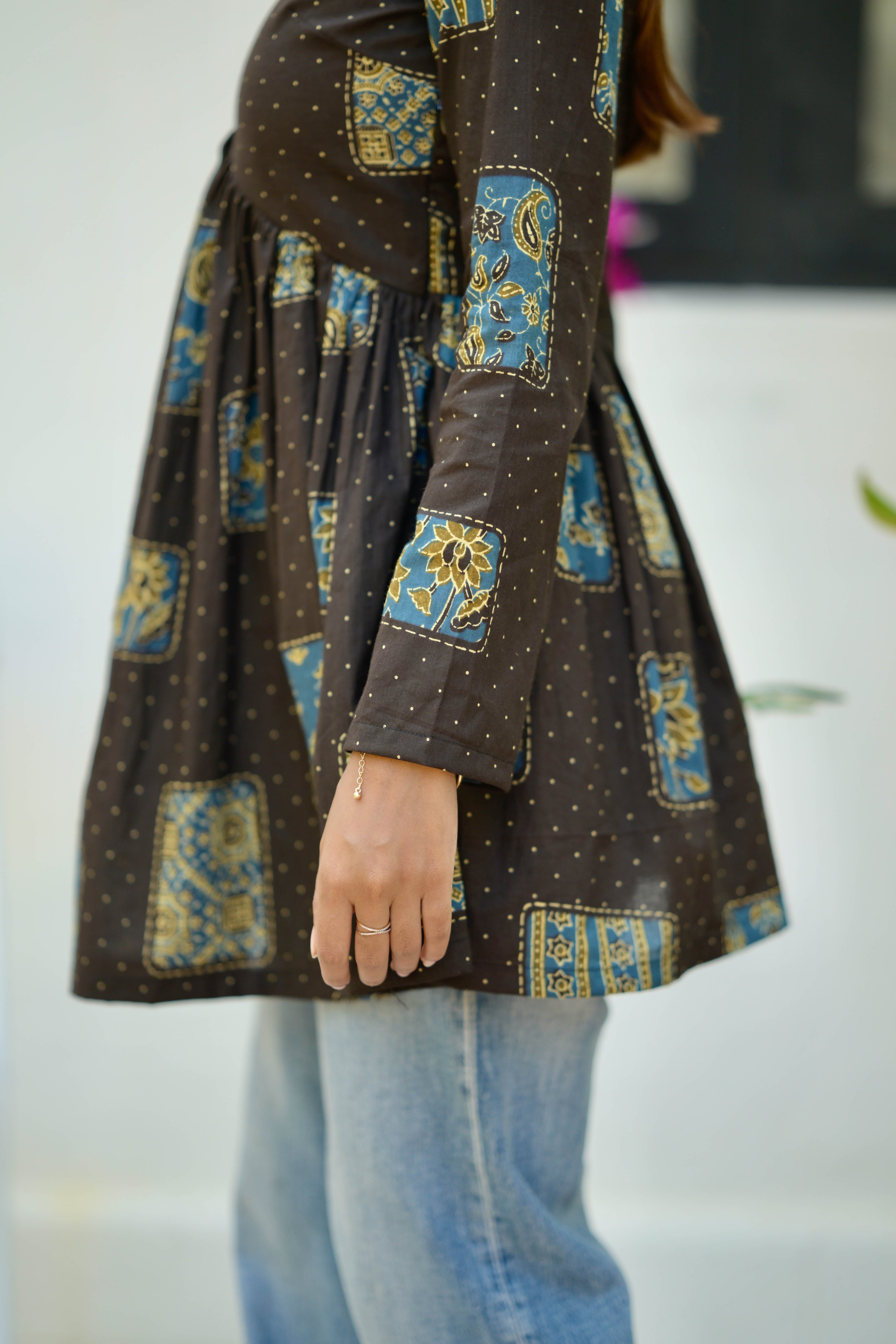 Black peplum short kurta