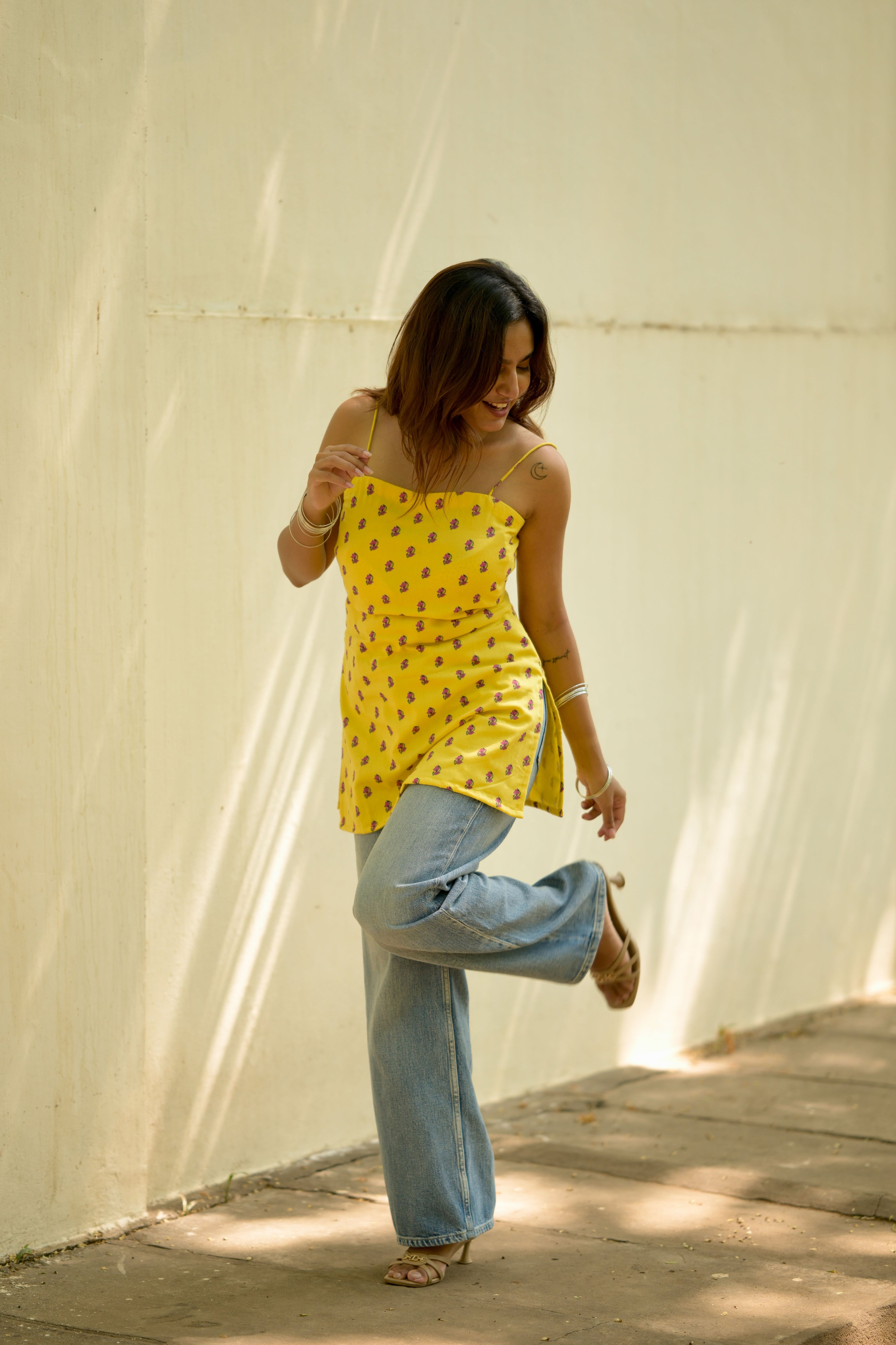 Yellow mellow short kurta