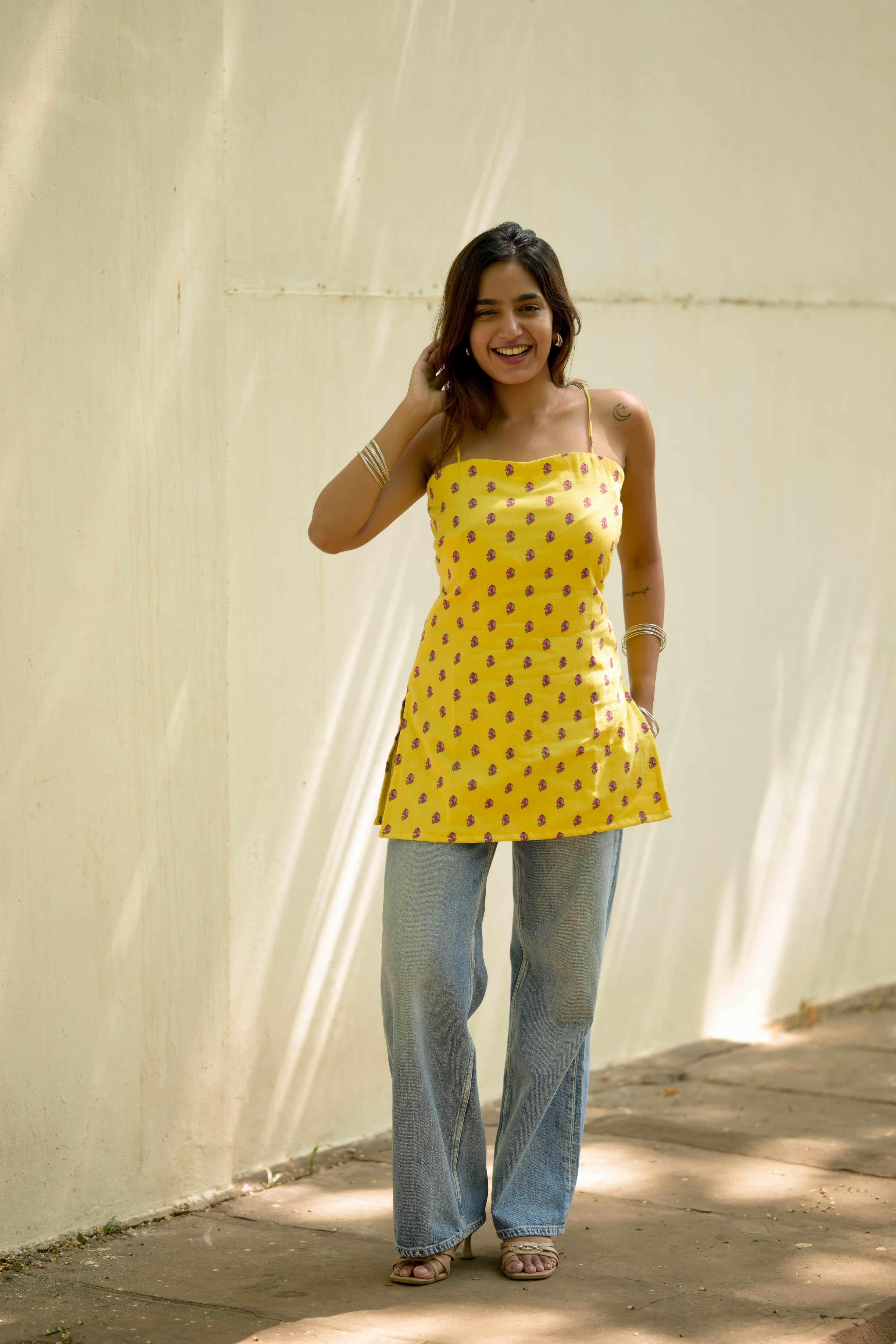 Yellow mellow short kurta