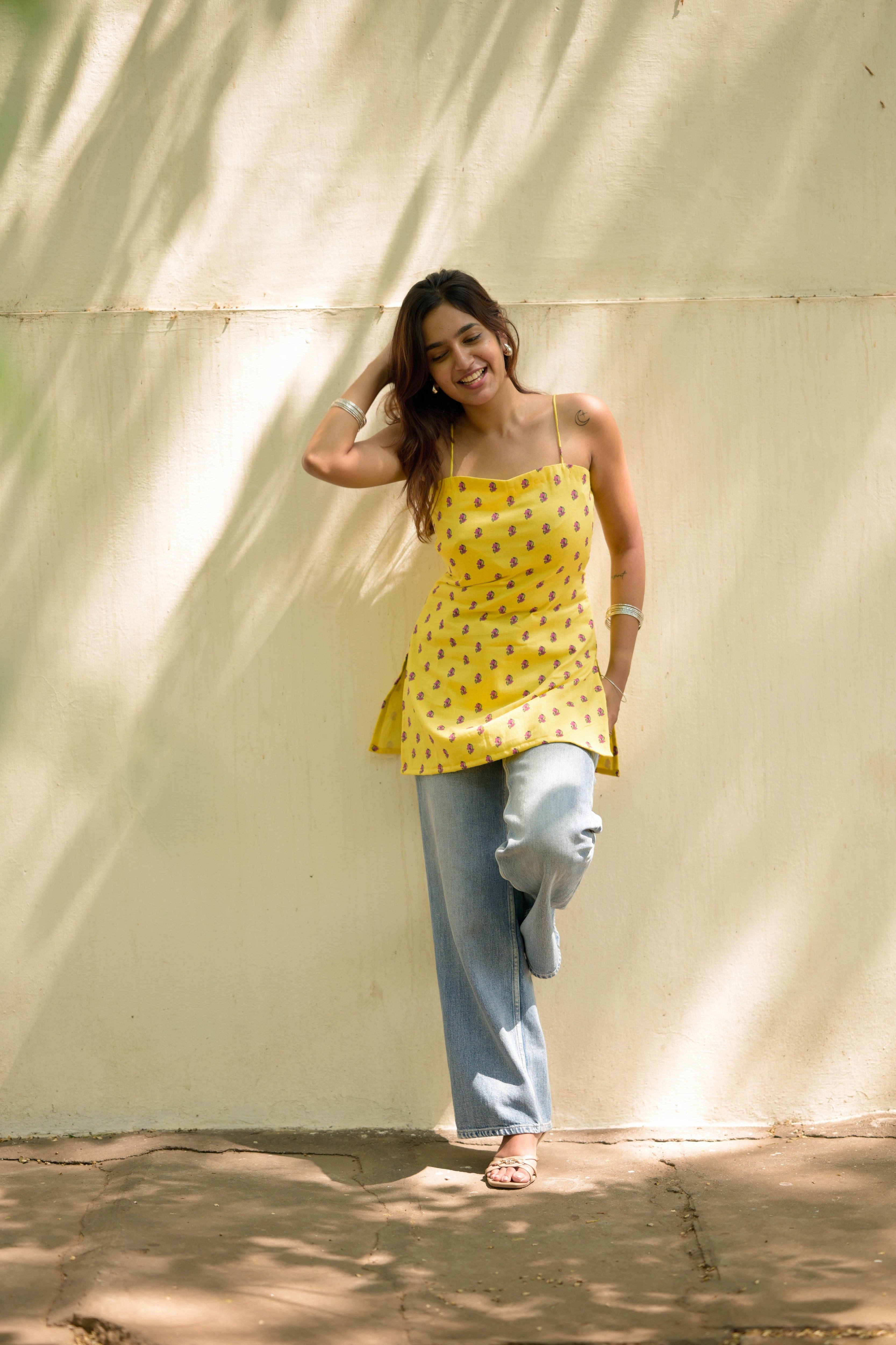 Yellow mellow short kurta