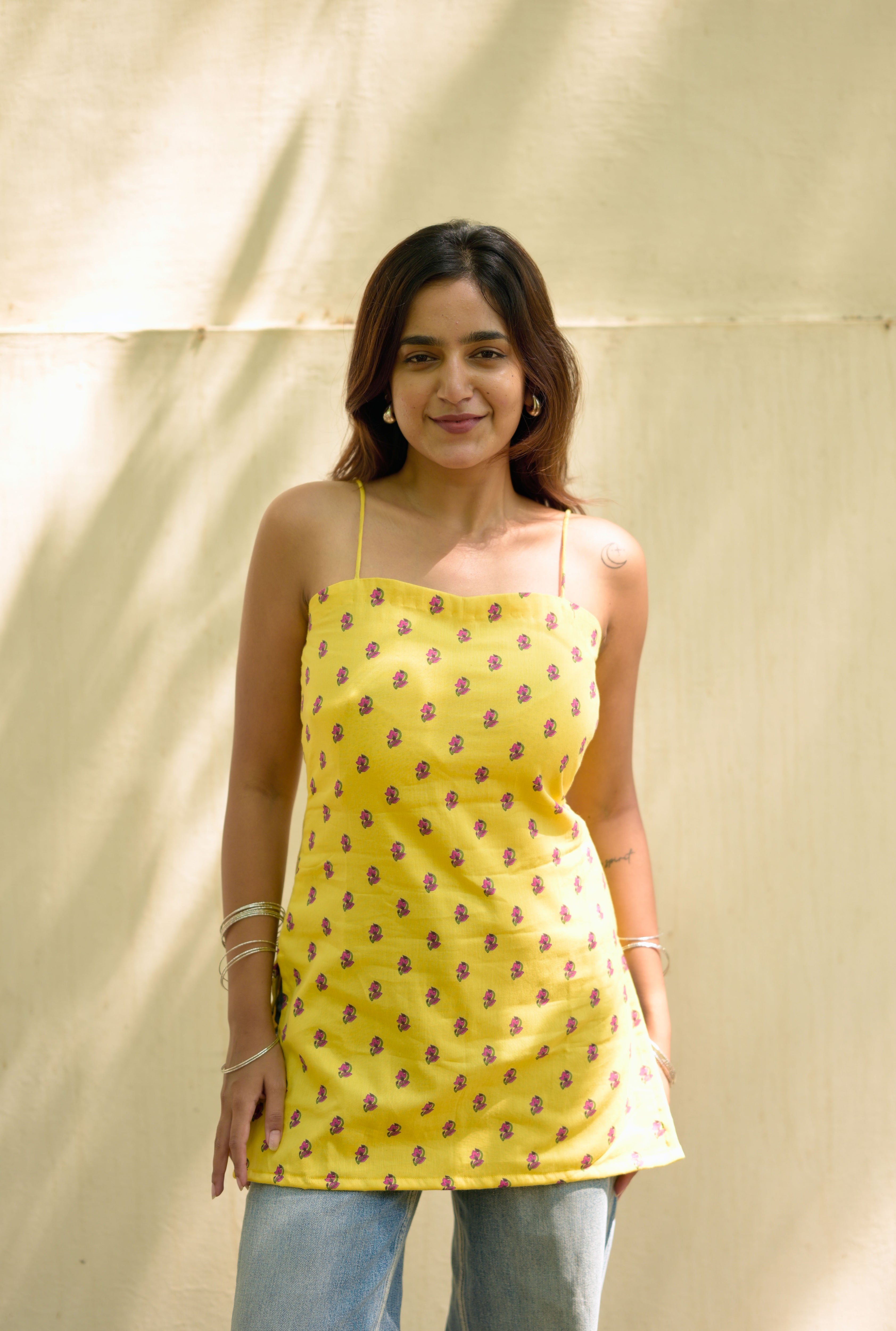 Yellow mellow short kurta