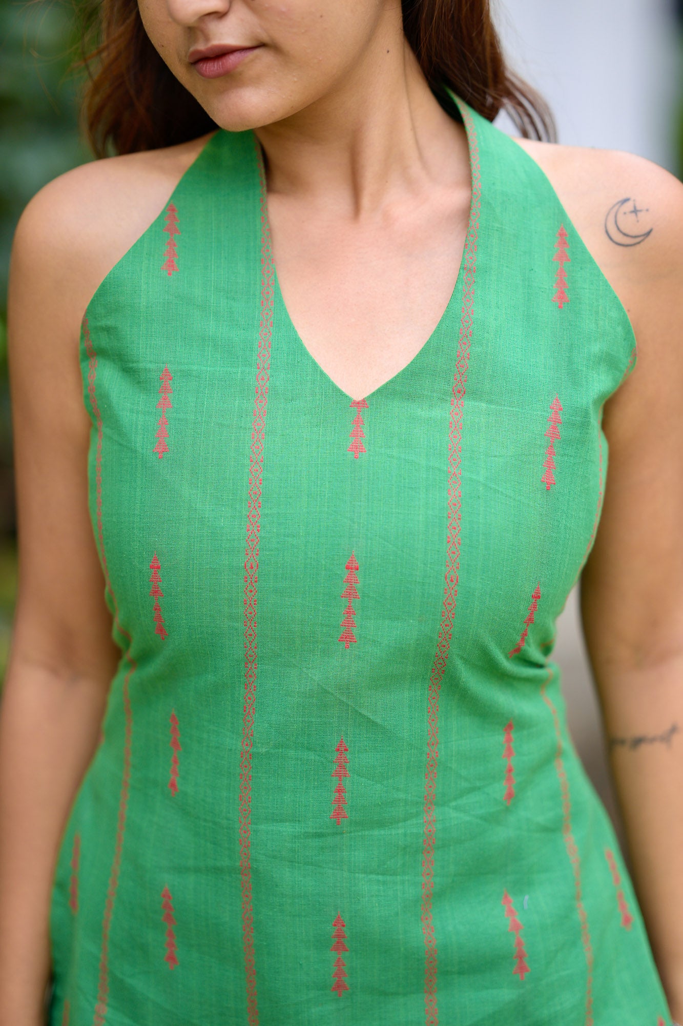 Green cotton short kurta