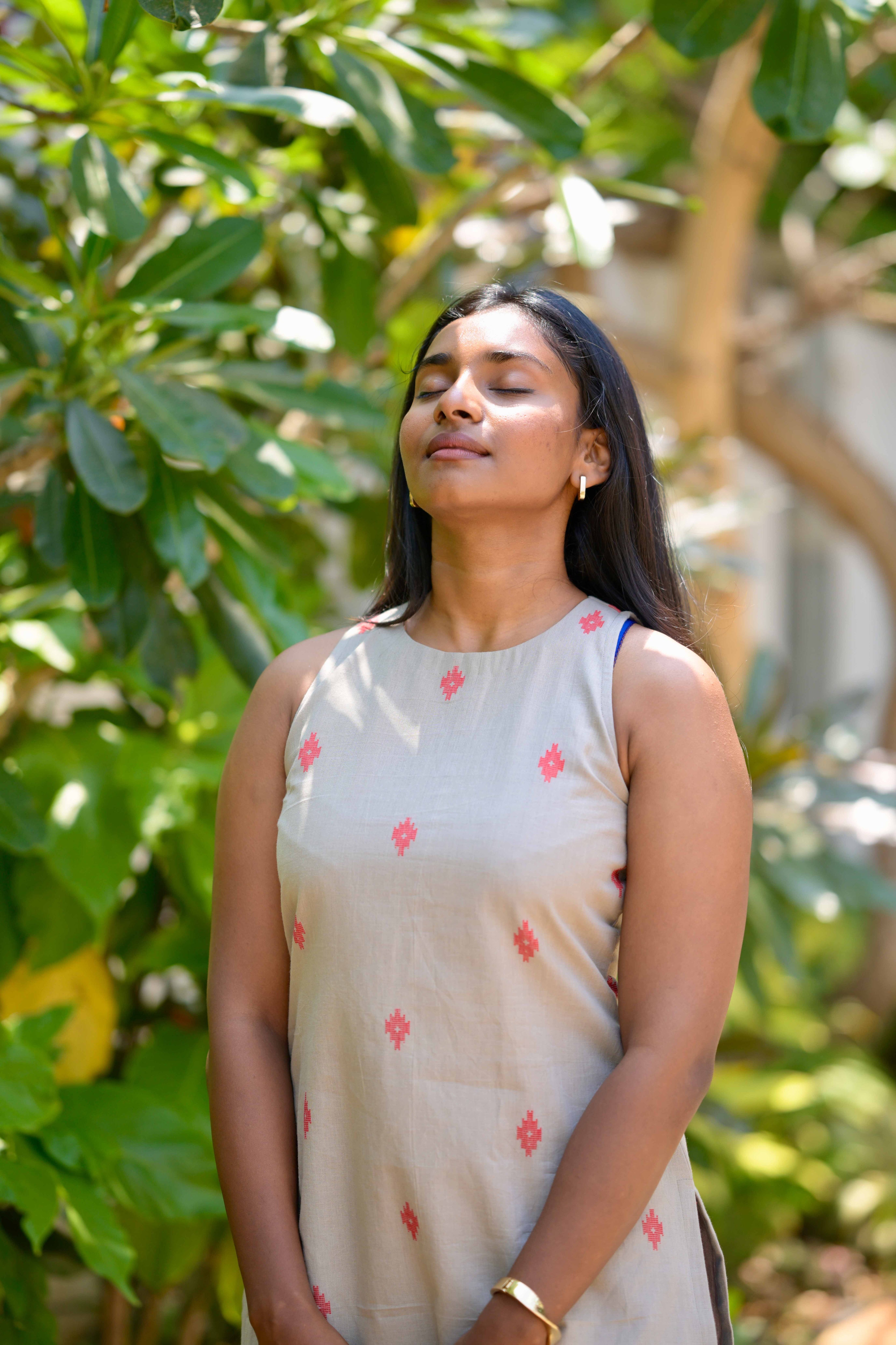 Grey mosaic short kurta