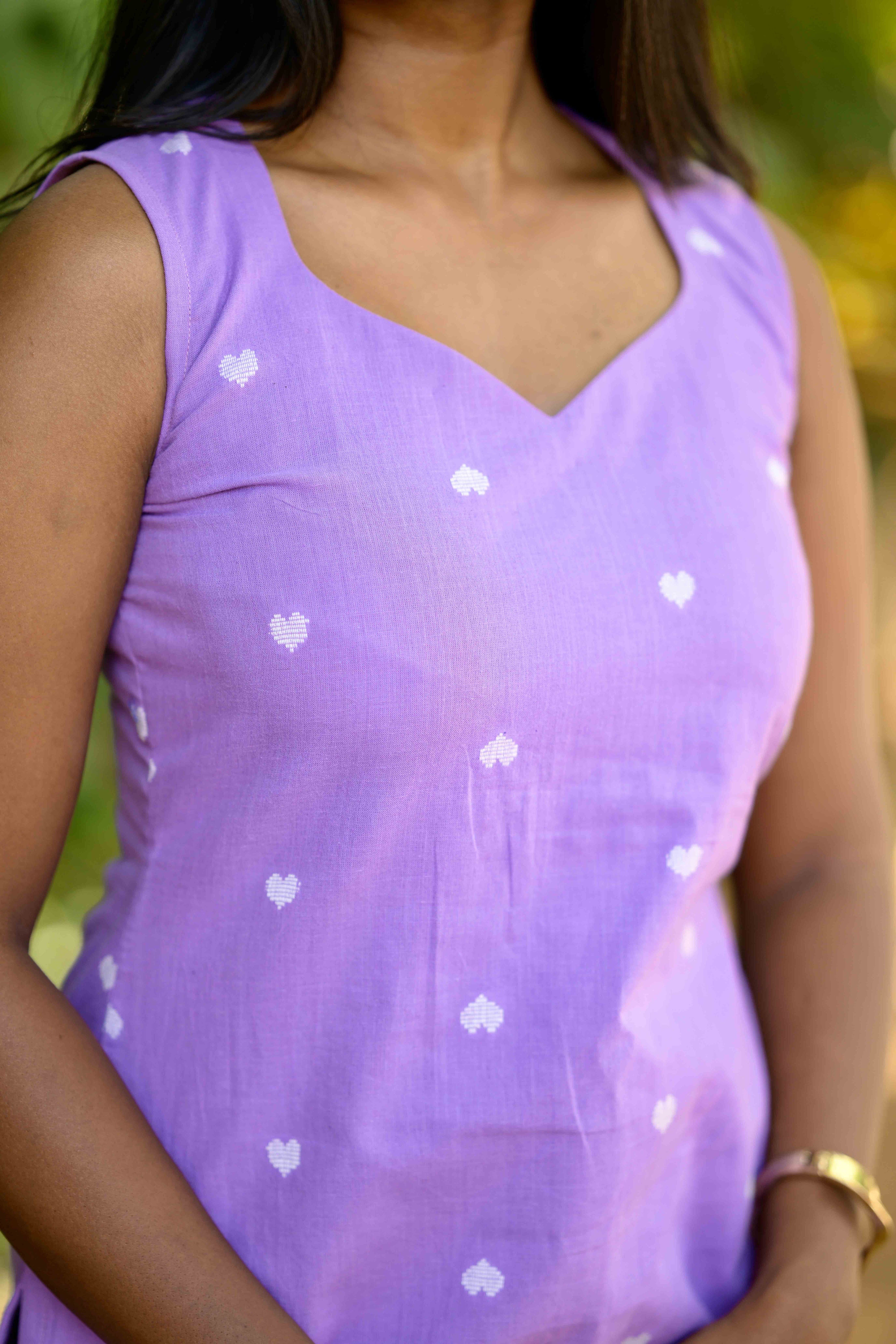 Lavender heart short kurta