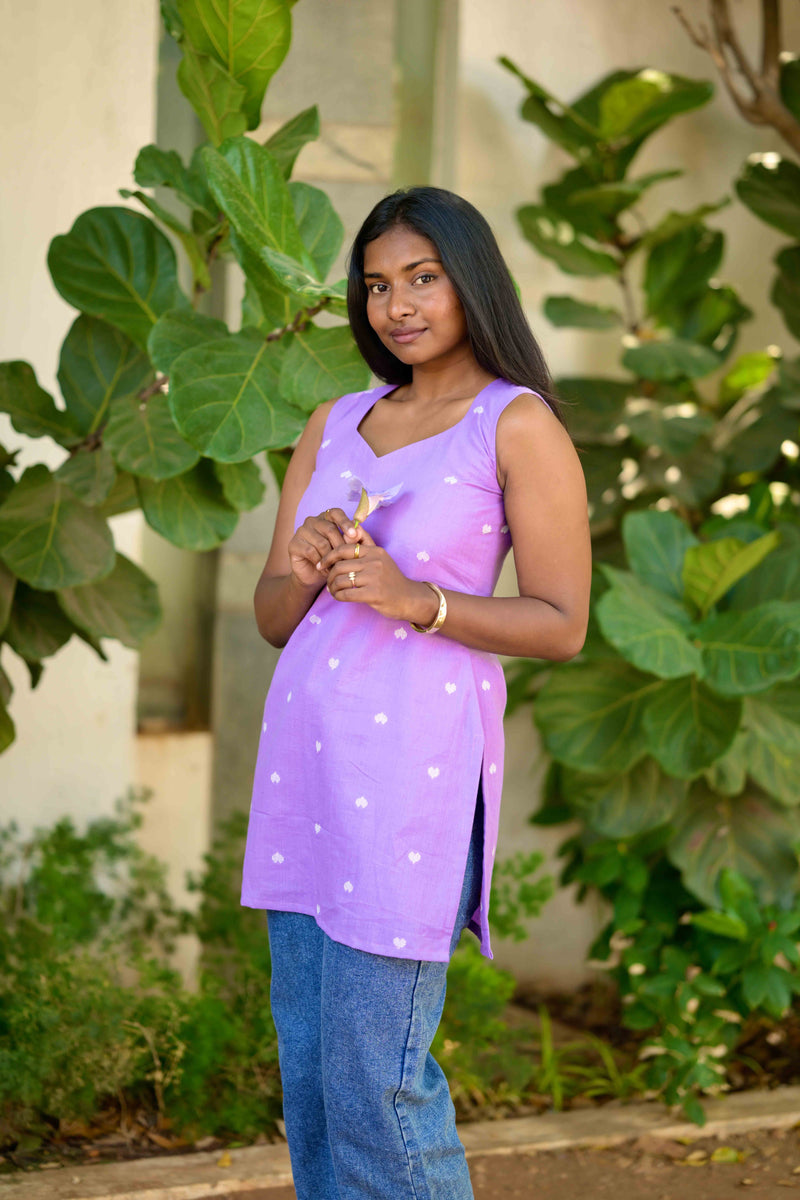 Lavender heart short kurta