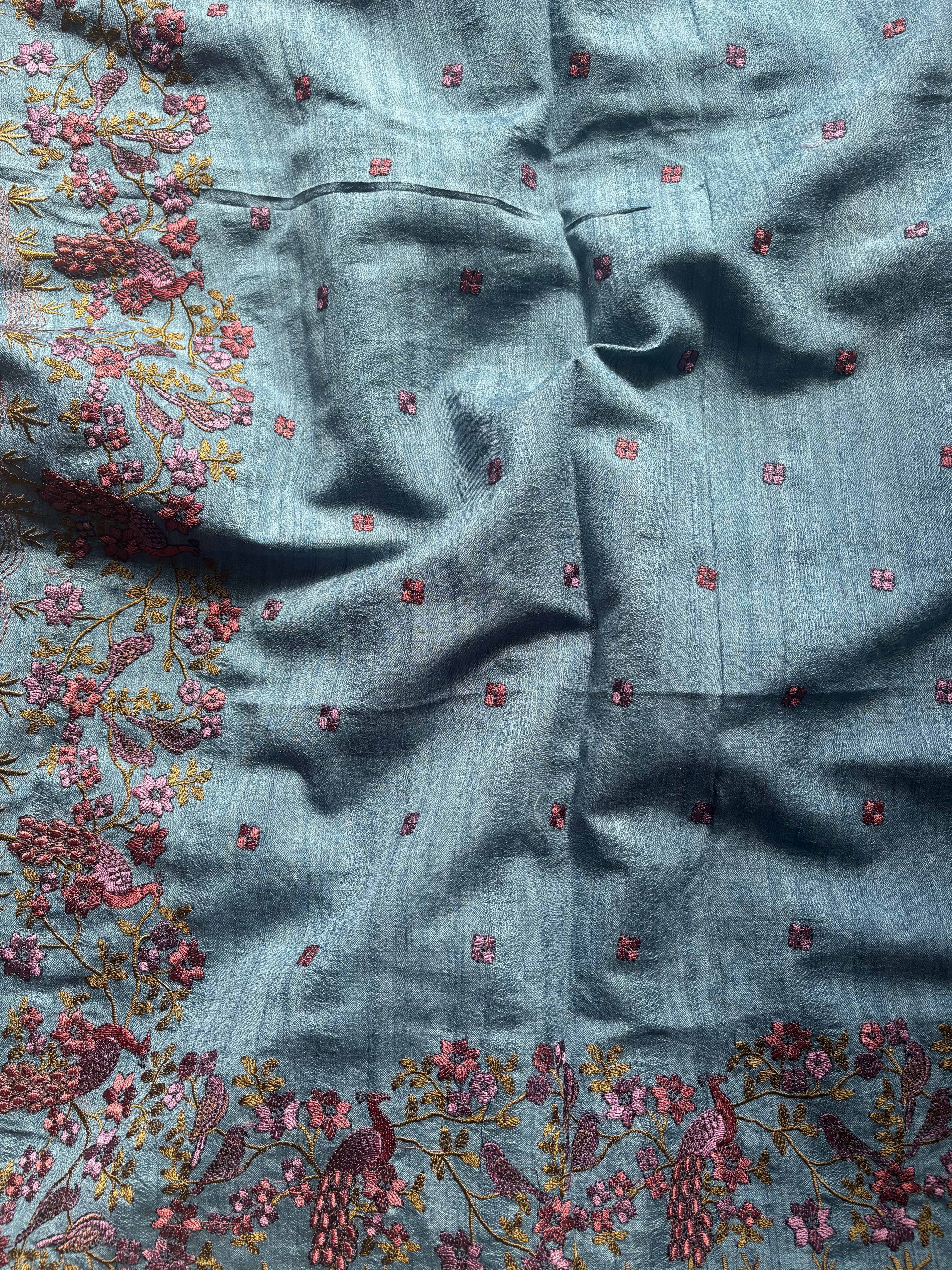 Blue Kosa silk saree