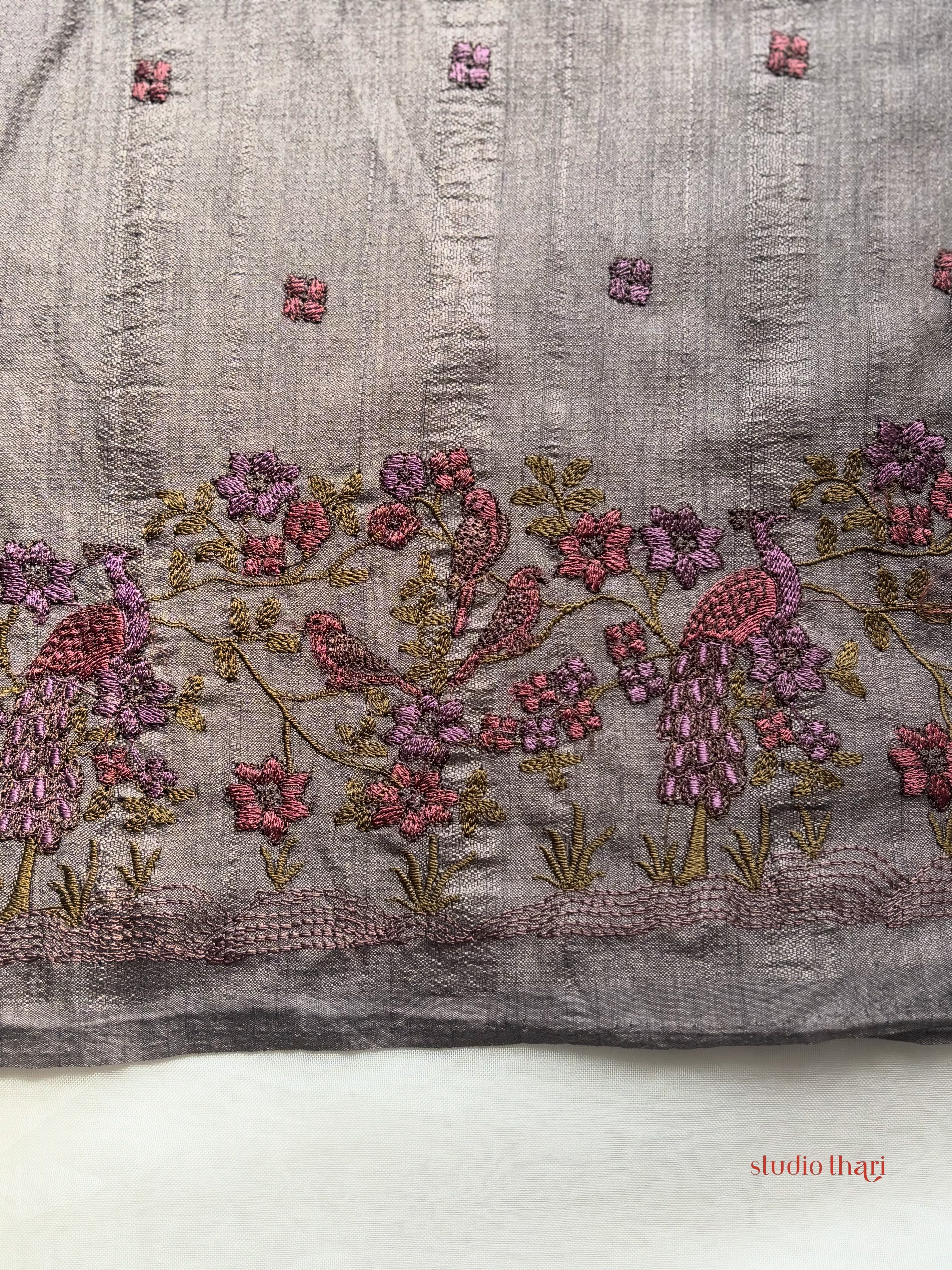 Grey Kosa silk saree