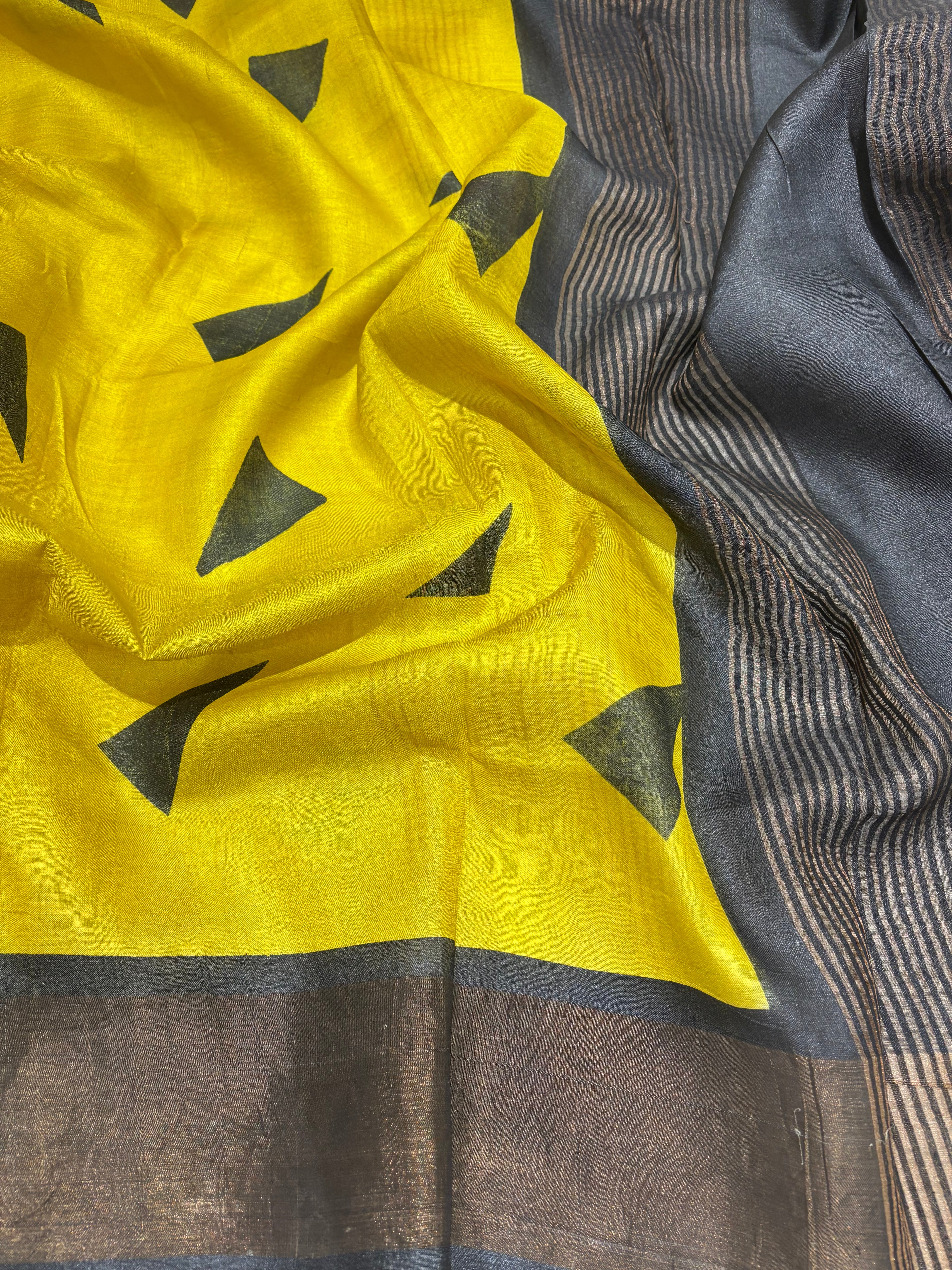 Yellow Tussar saree