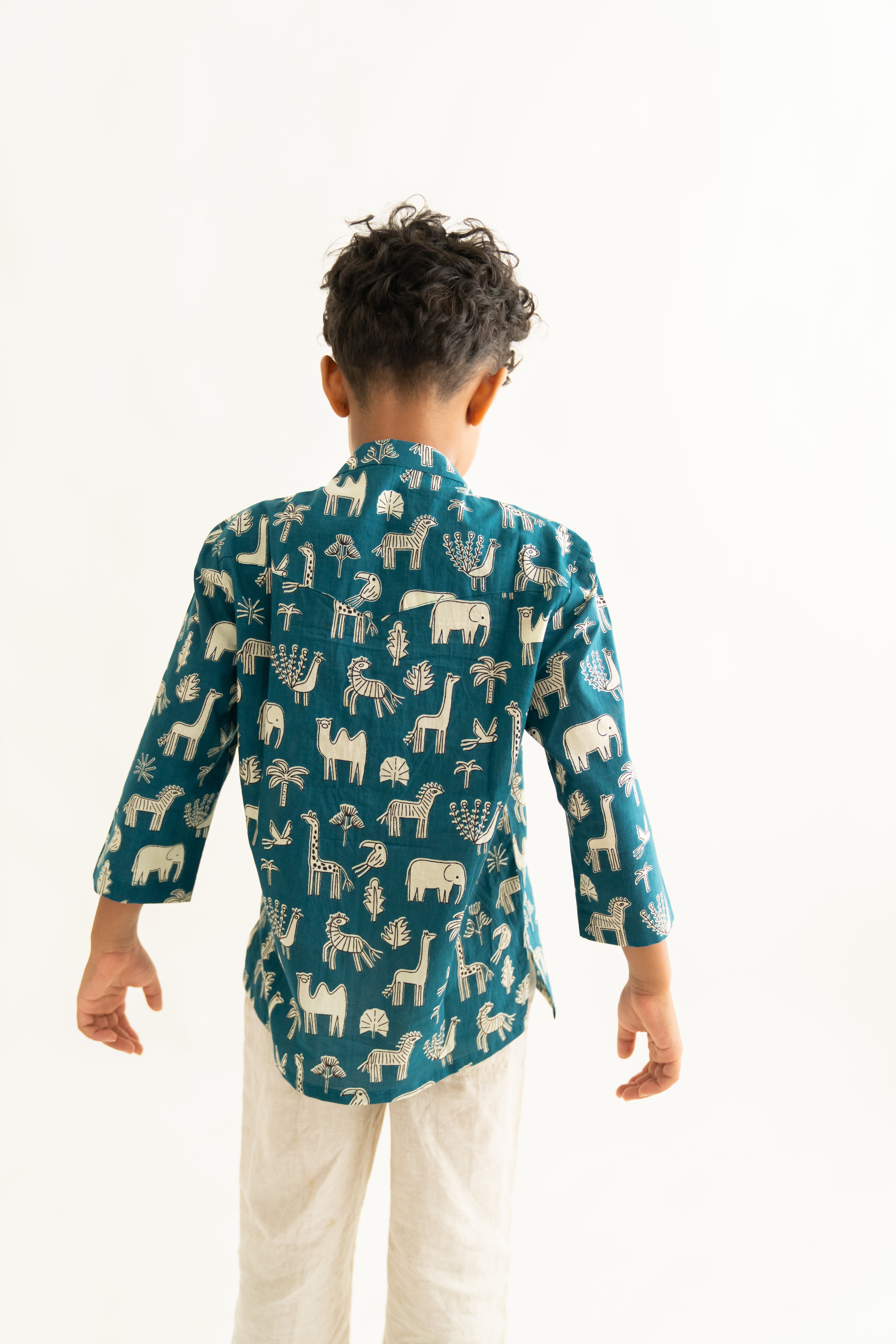 Teal blue jungle shirt