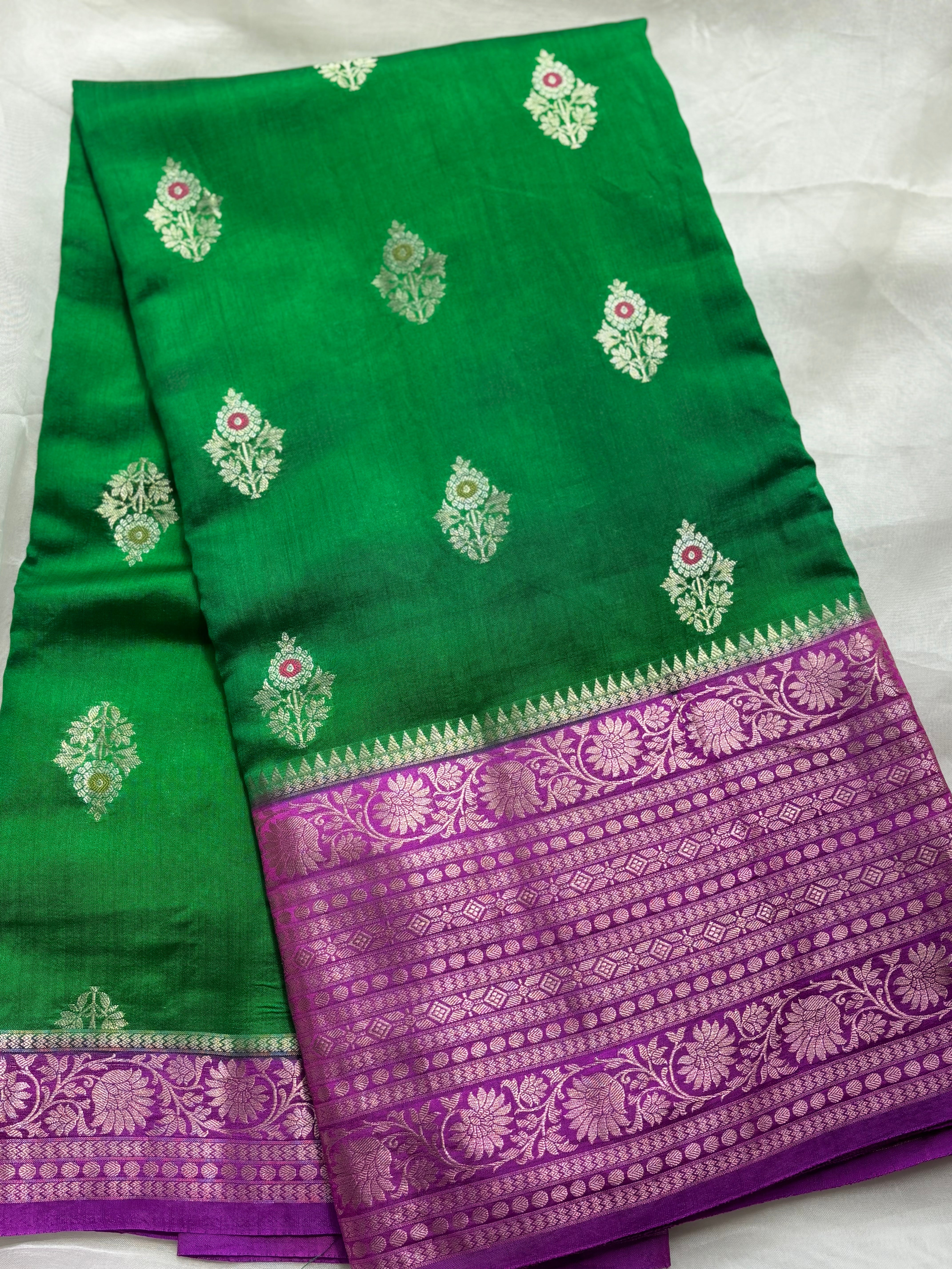 Green pure banarasi silk saree