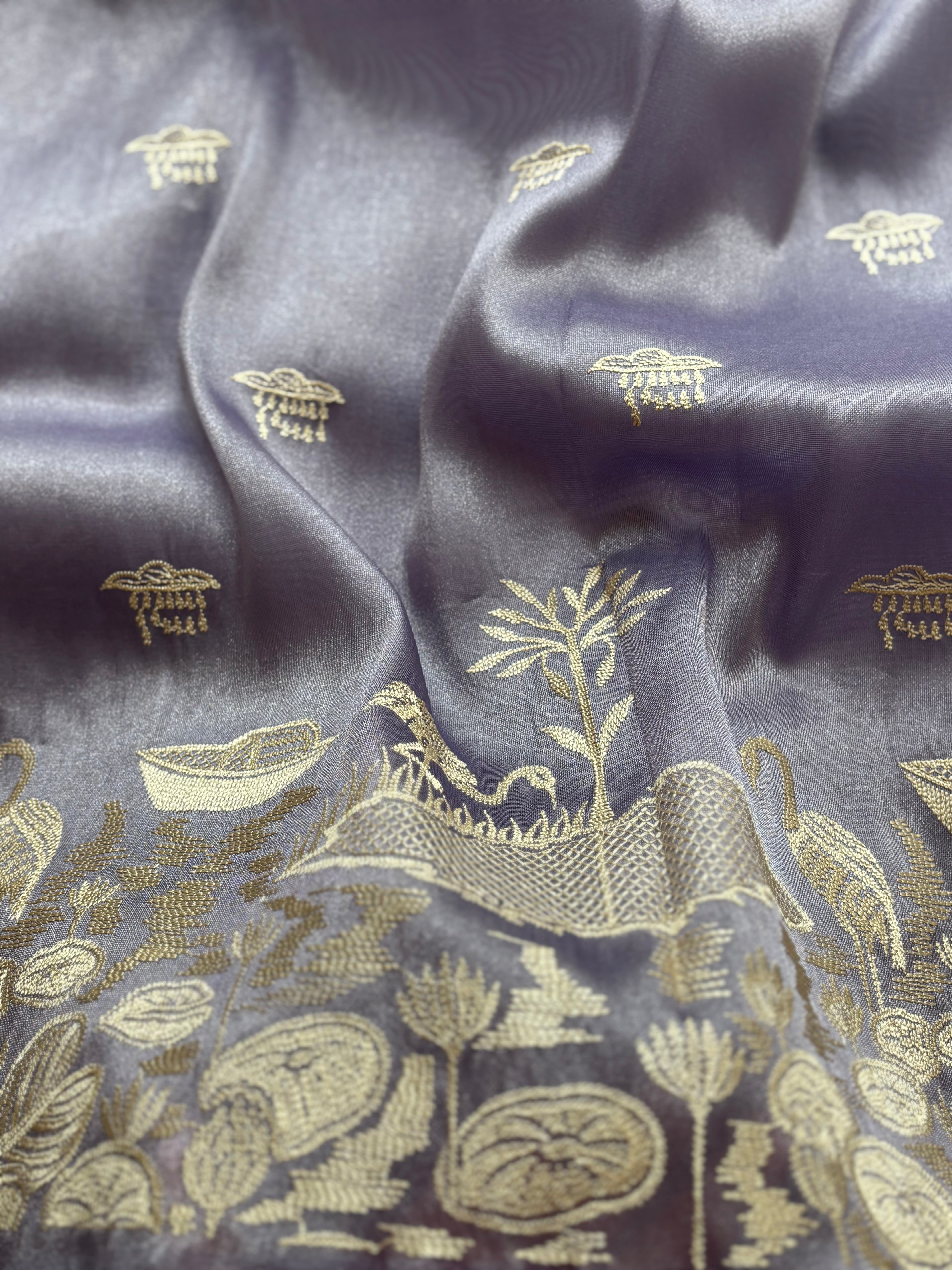 Lavender mist semi tissue saree