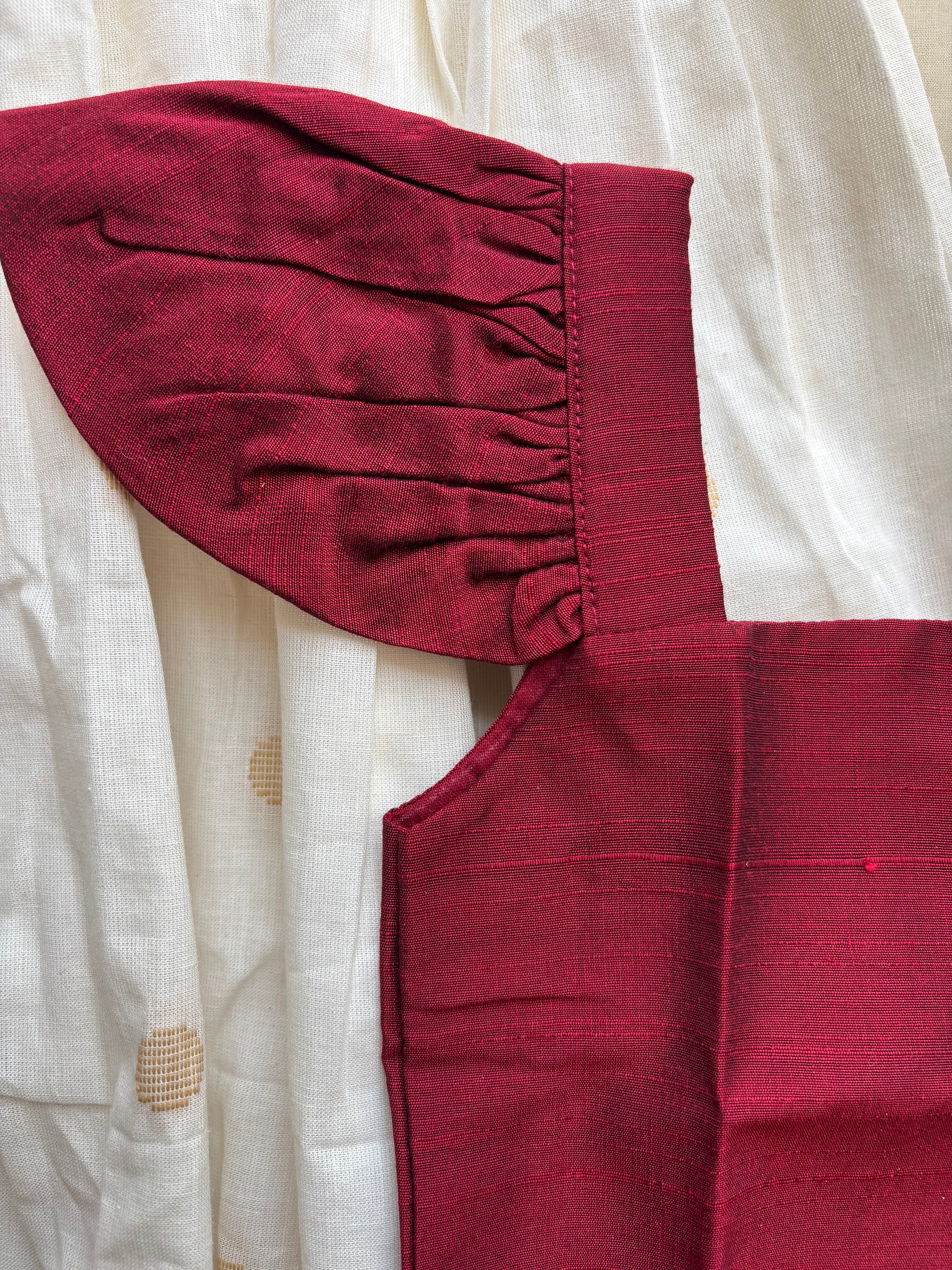 Maroon white skirt set