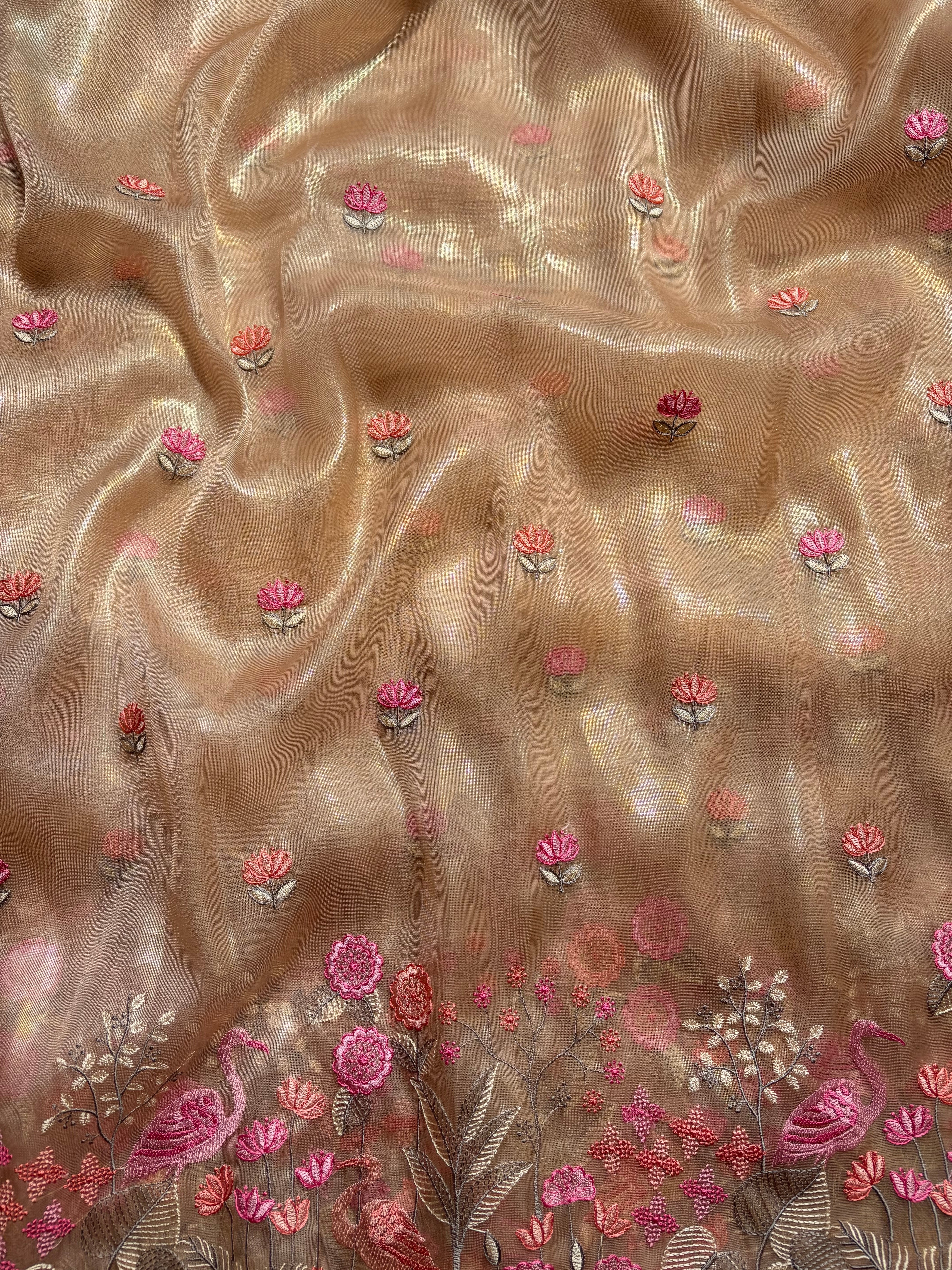 Golden shimmer organza saree