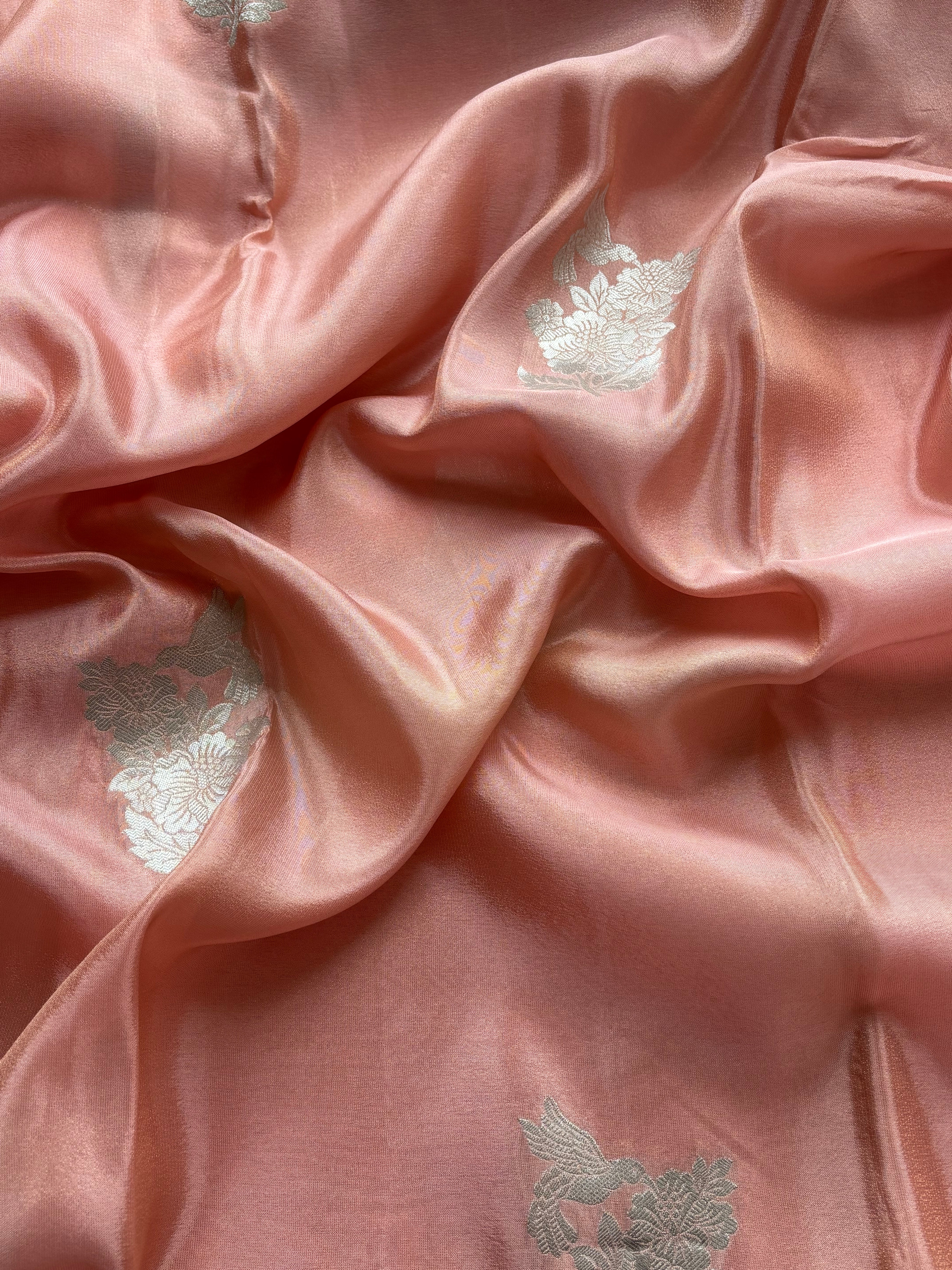 Peach Viscose silk saree