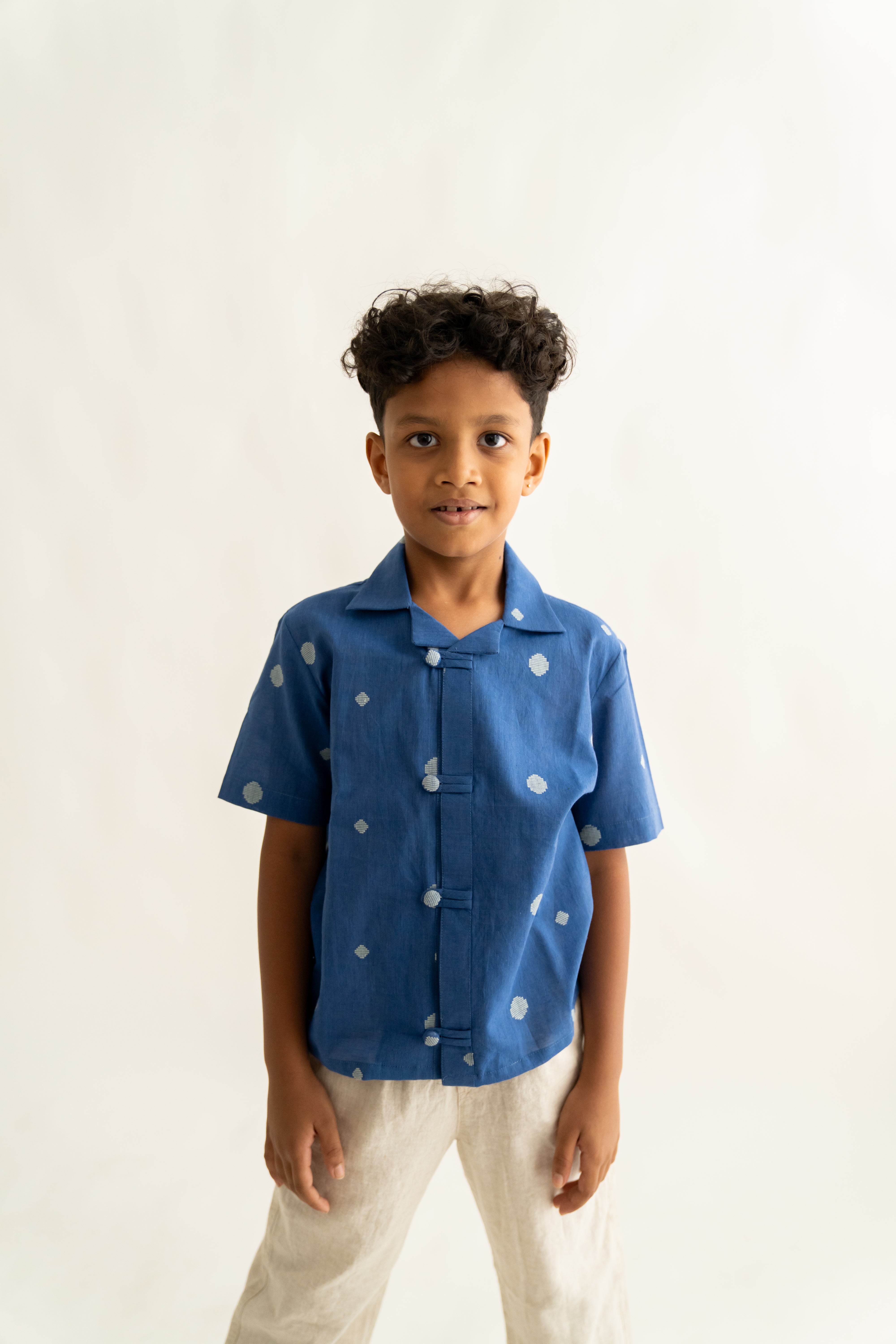Blue polka dot shirt