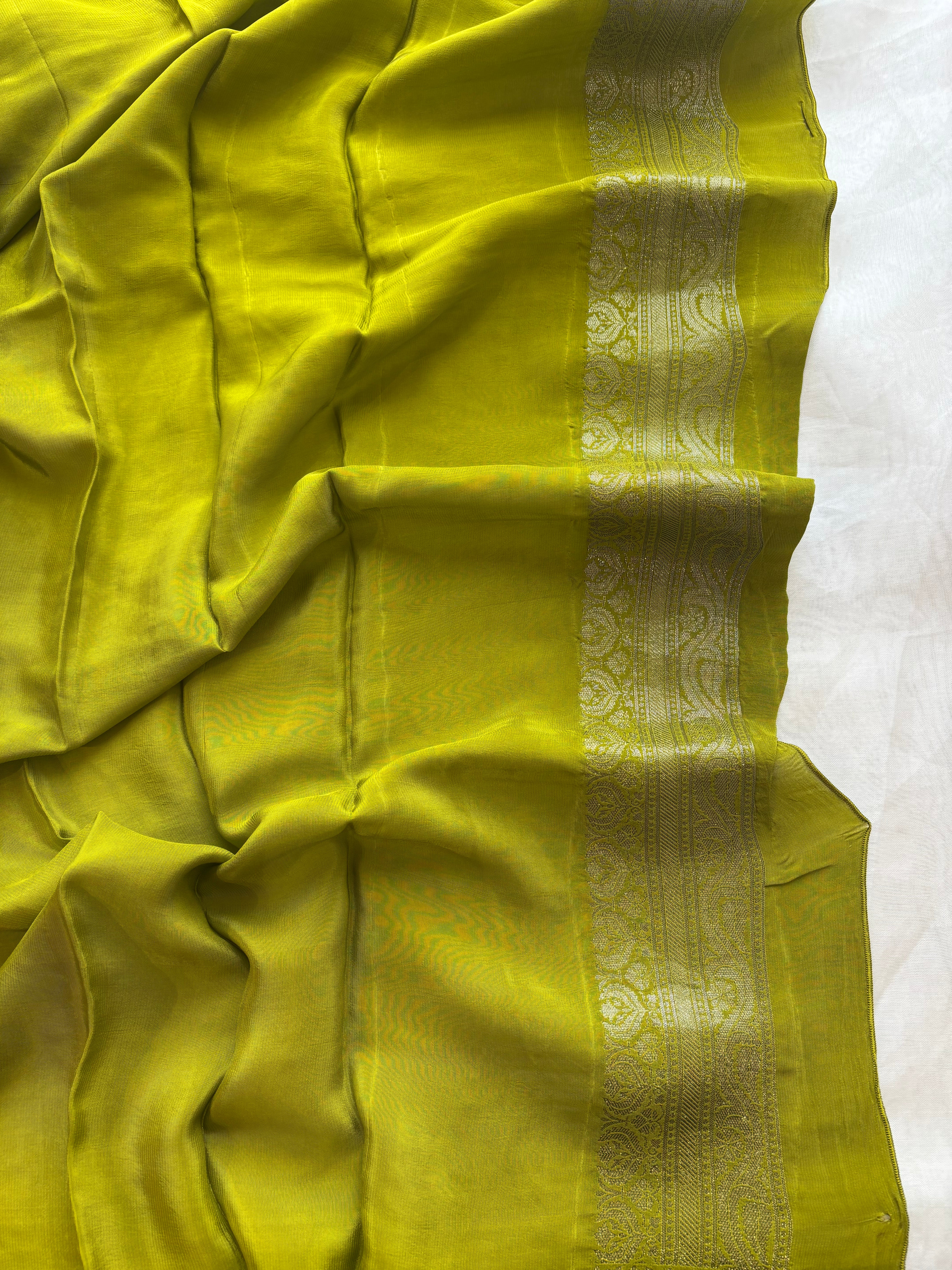 Green viscose silk blend saree