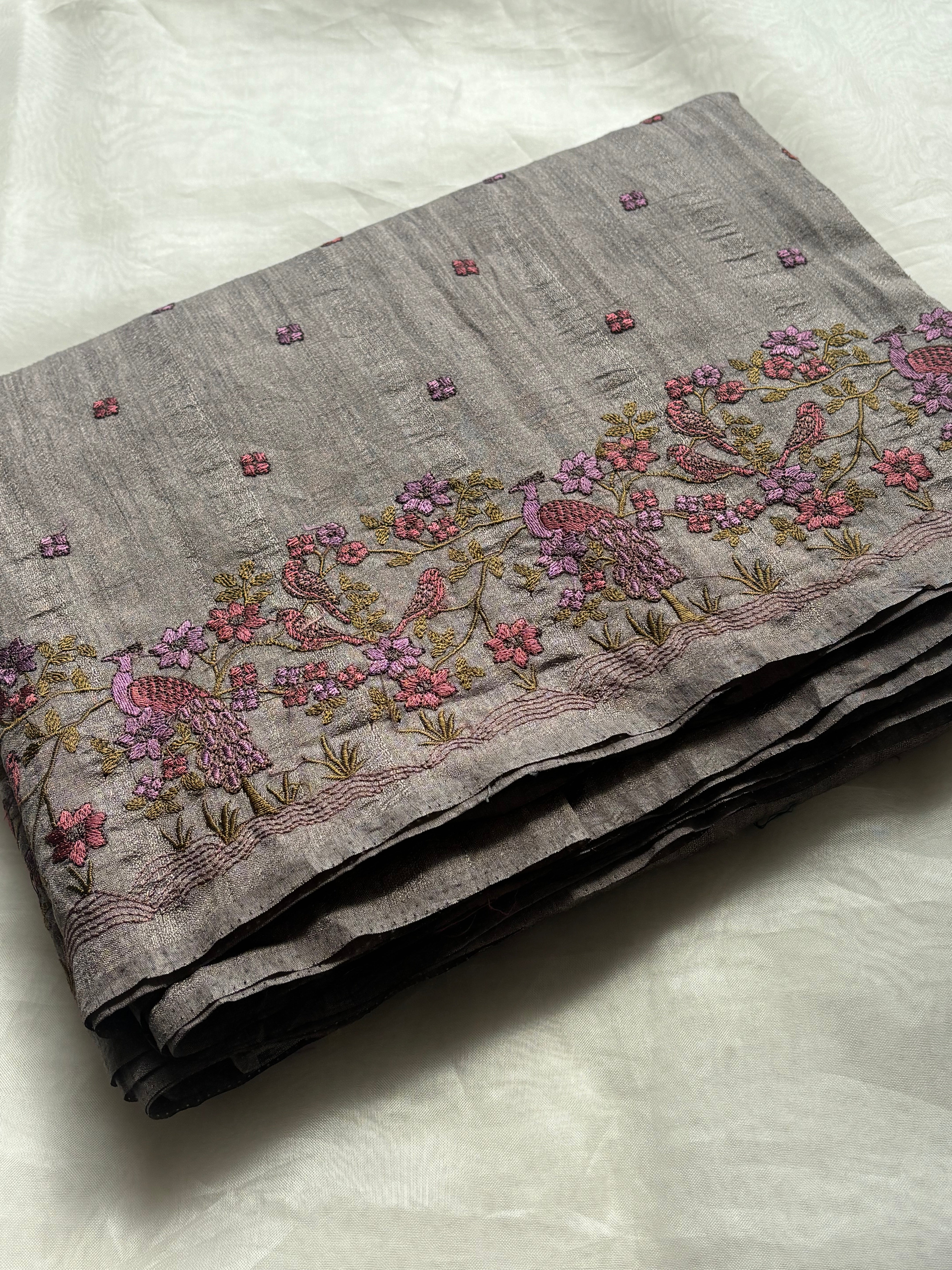 Grey Kosa silk saree