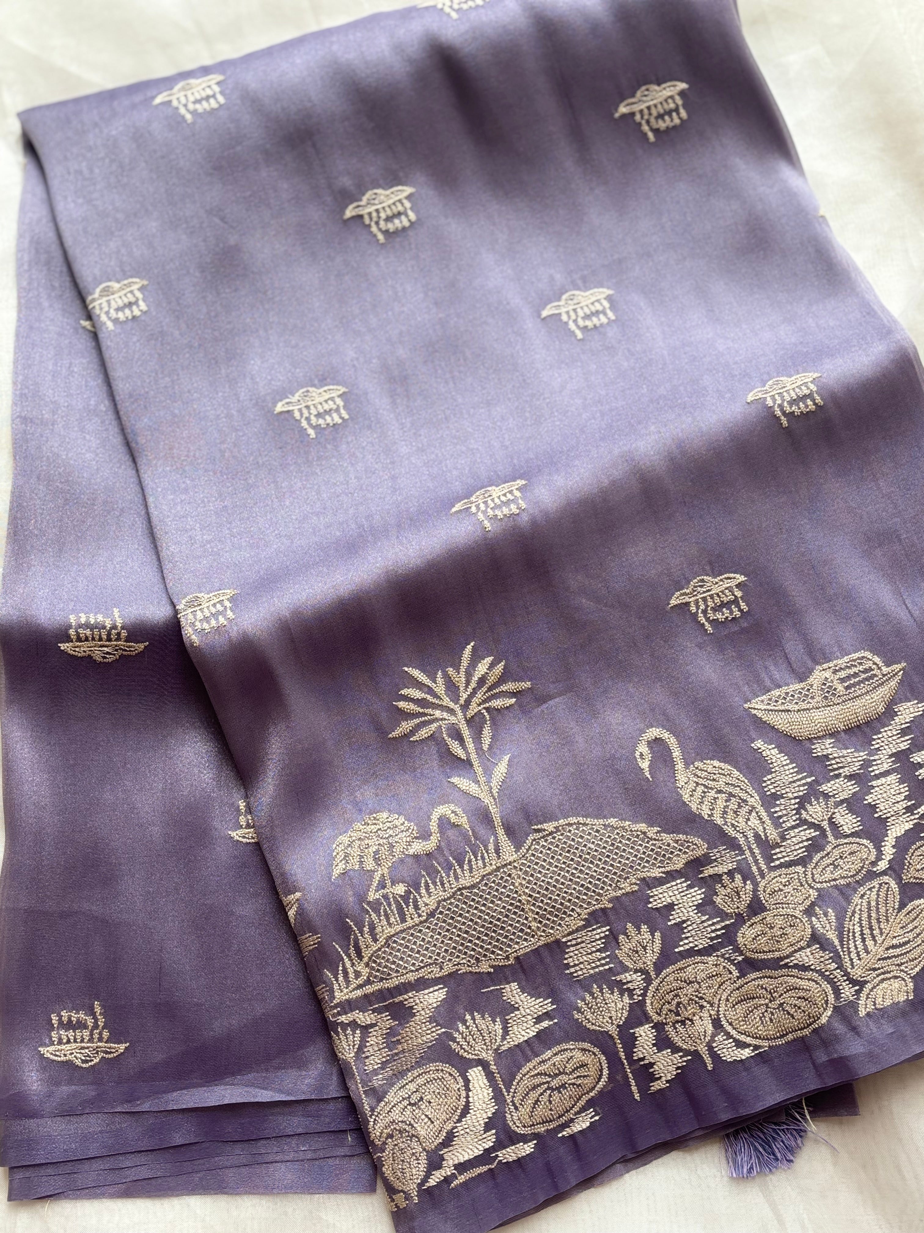 Lavender mist semi tissue saree