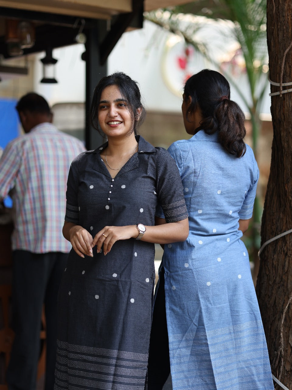 Dark blue denim blue cotton top