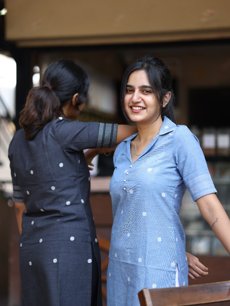 Light blue denim cotton top
