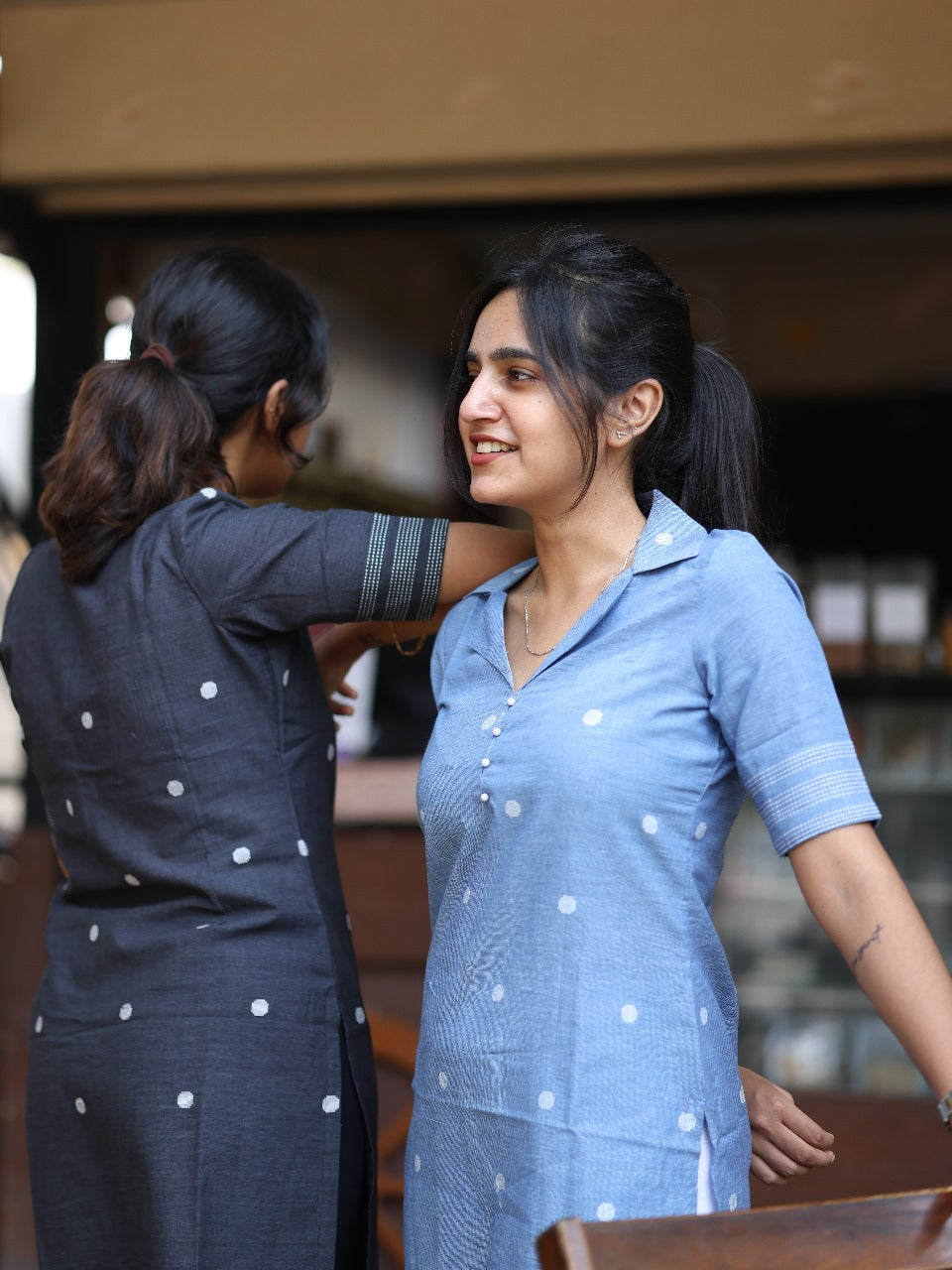 Light blue denim cotton top
