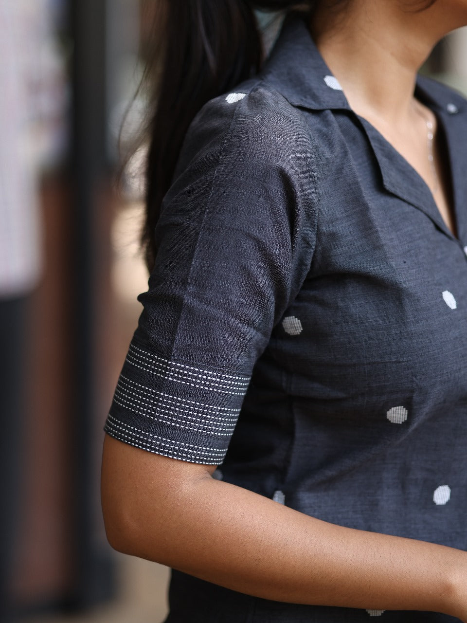 Dark blue denim blue cotton top