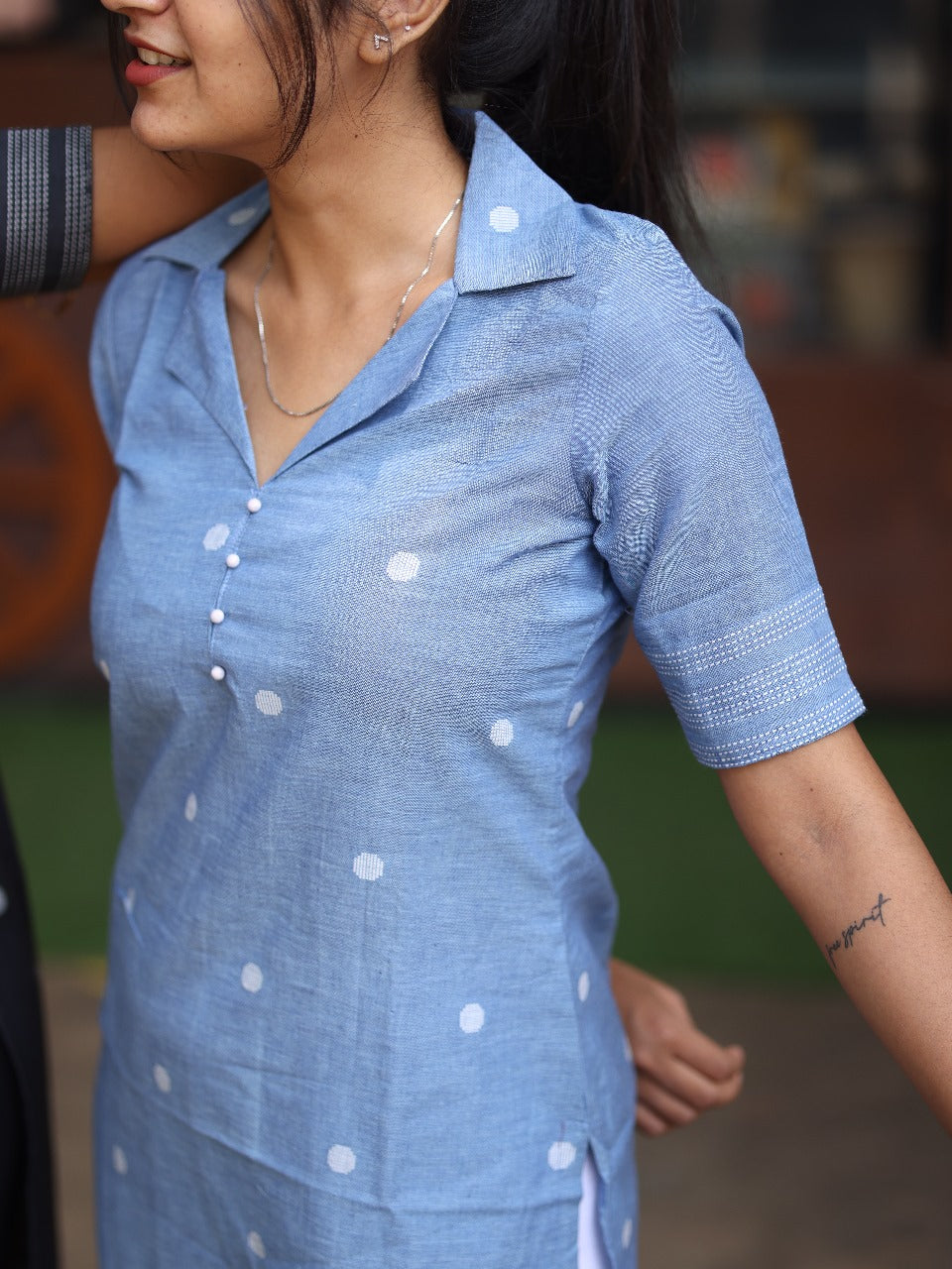 Light blue denim cotton top