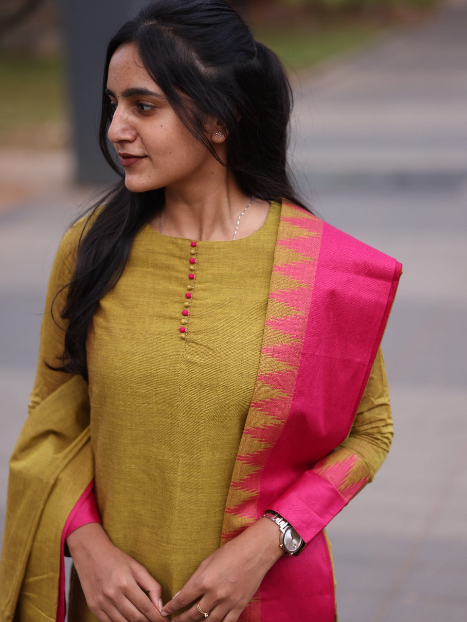 Meenakshi - Pure kanchi cotton top and duppata set