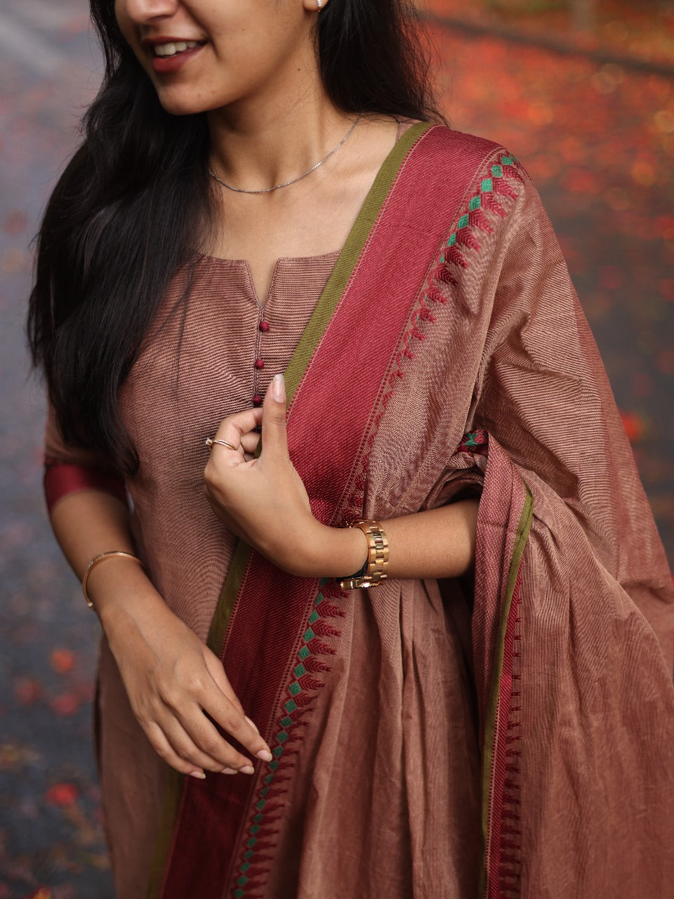 Redwood Color Meenakshi-Pure kanchi cotton top and duppata set