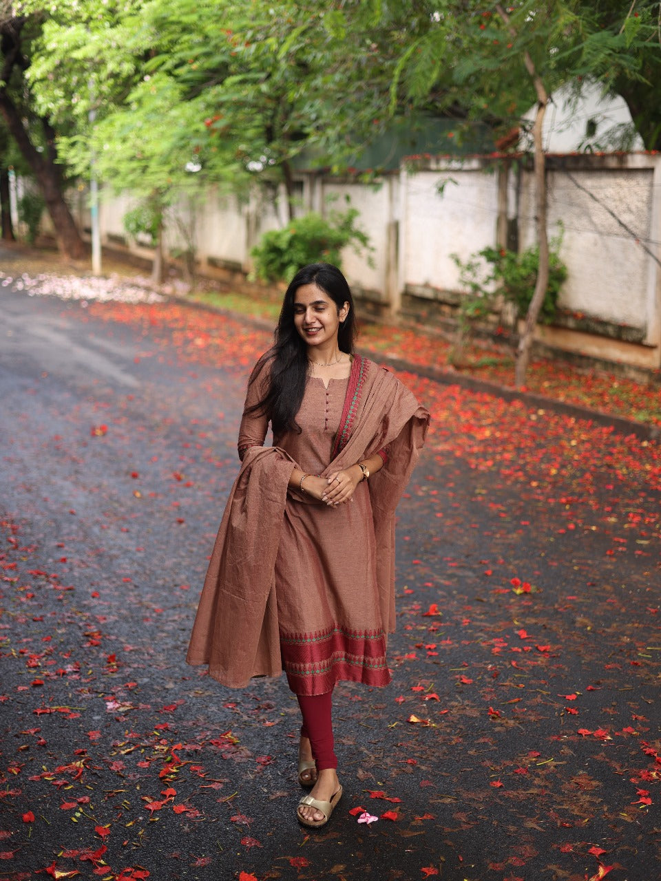 Redwood Color Meenakshi-Pure kanchi cotton top and duppata set