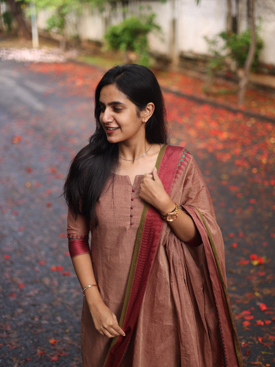 Redwood Color Meenakshi-Pure kanchi cotton top and duppata set