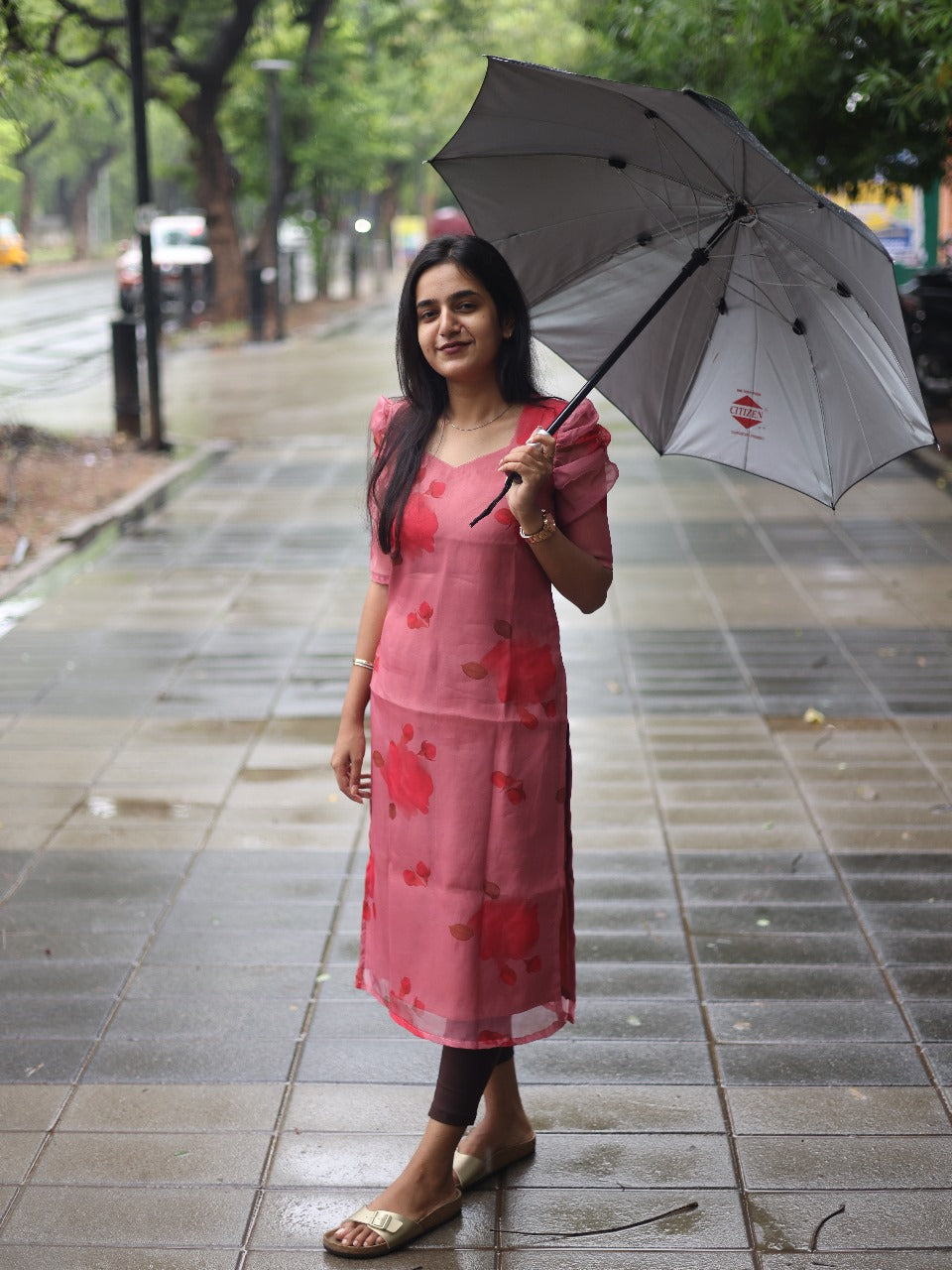 Peachy pink colour Organza top